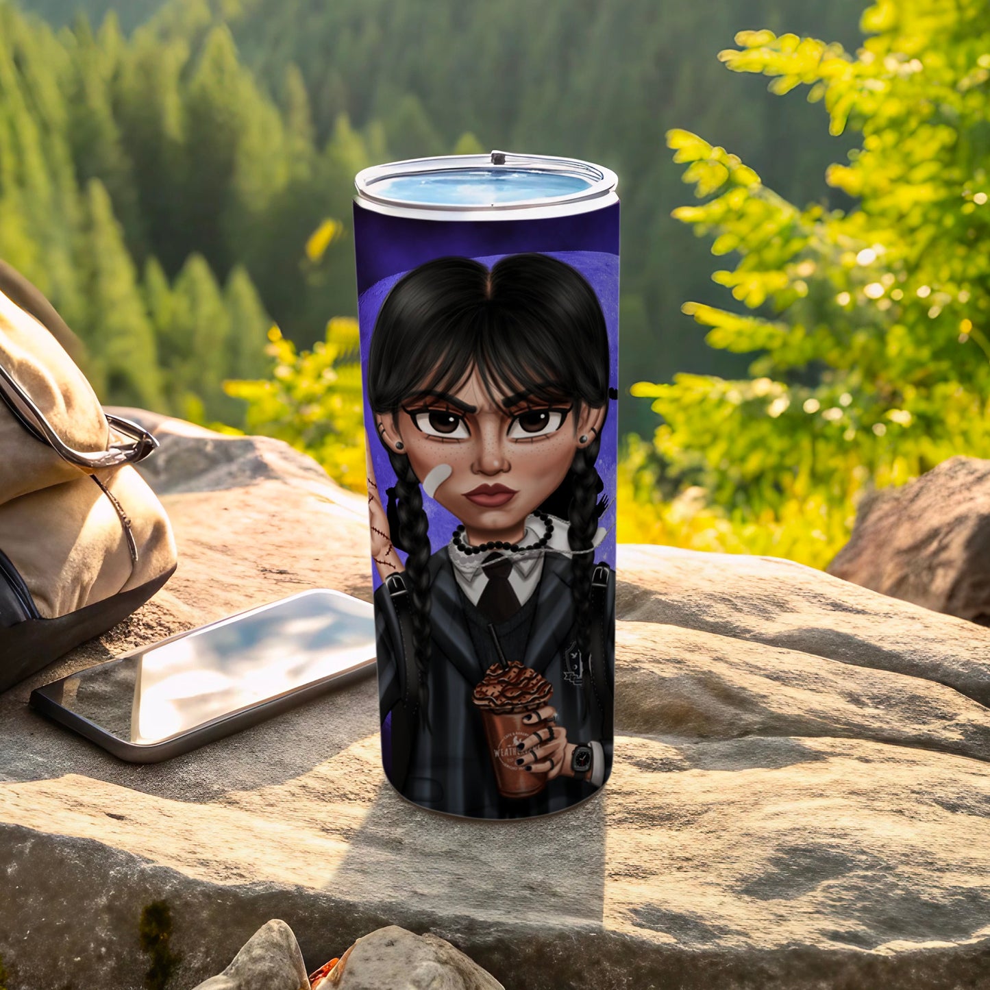 Cute Dark-Themed Animated Girl Insulated Tumbler