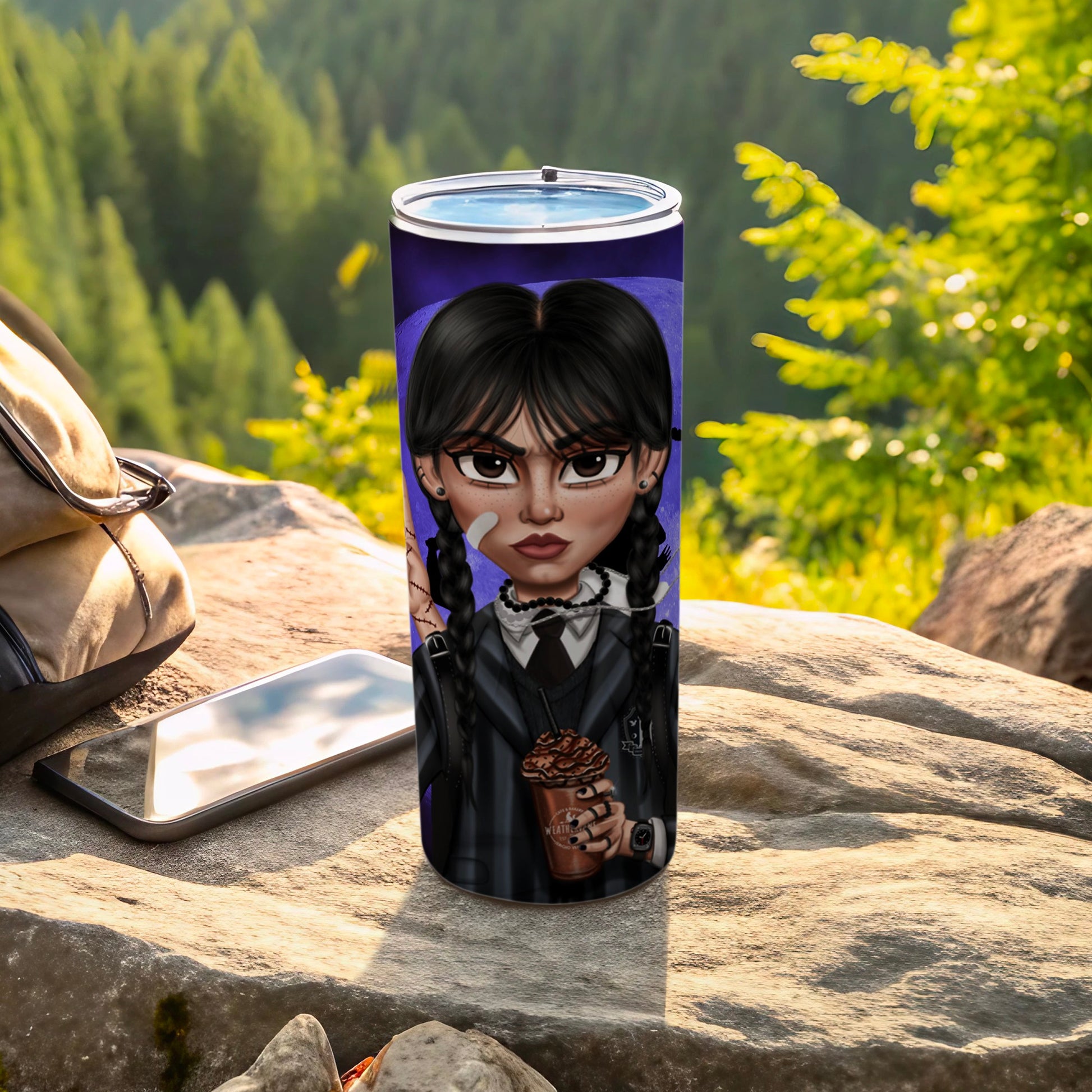 Cute Dark-Themed Animated Girl Insulated Tumbler