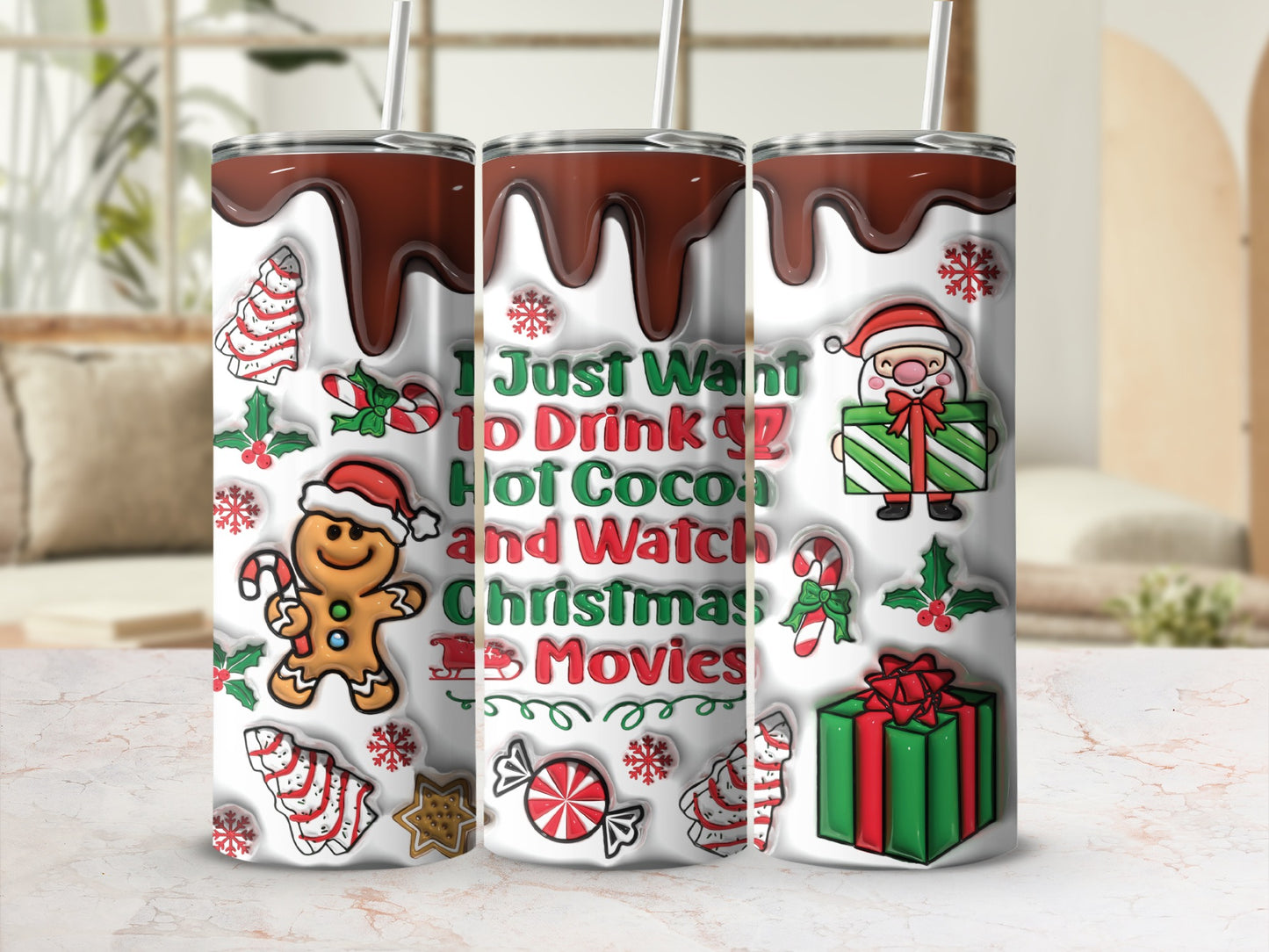 Christmas Movie Themed Hot Cocoa Insulated Tumbler
