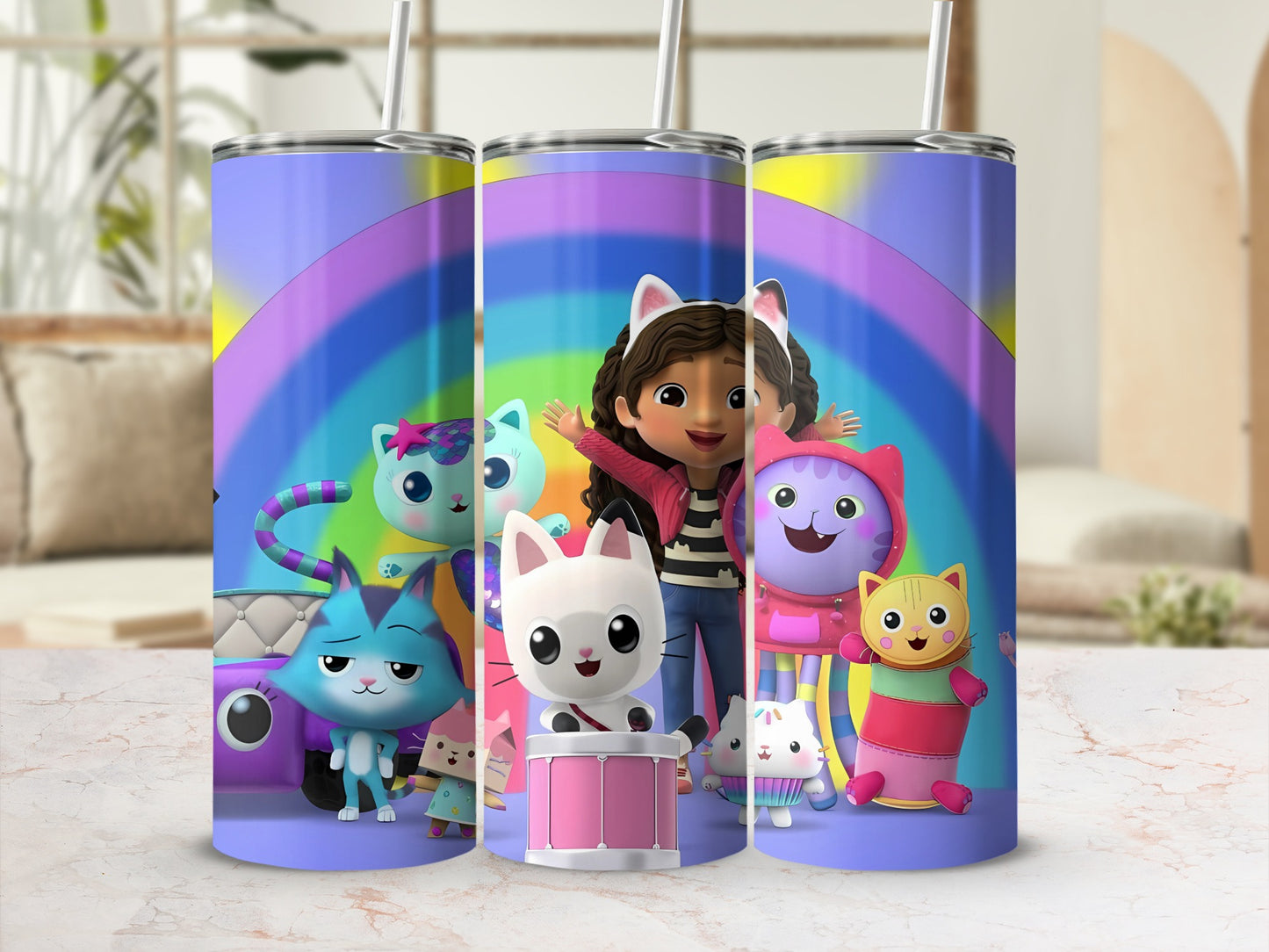 Fun Colorful Cat Characters Design Tumbler Product