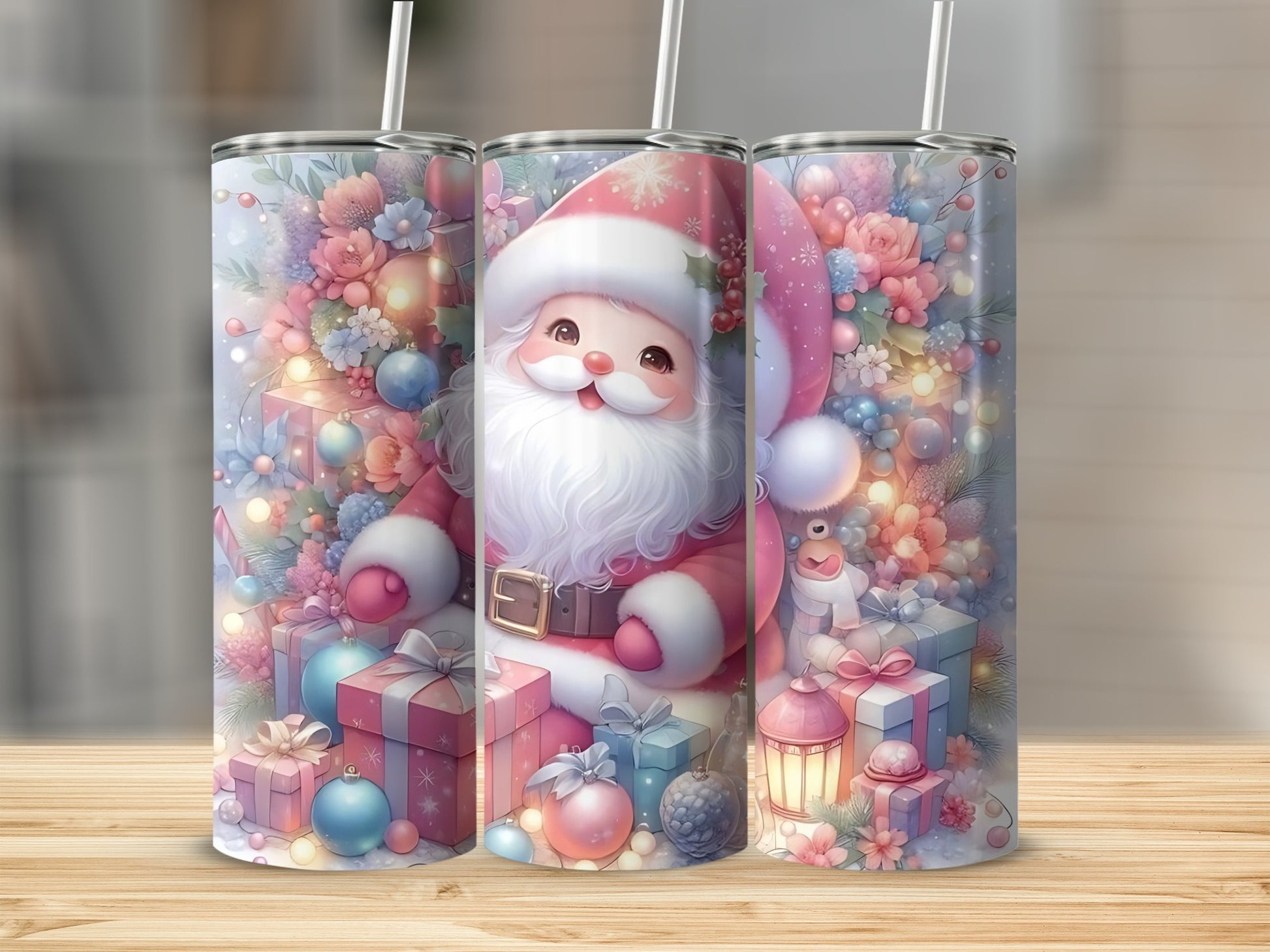 Festive Santa and Gifts Christmas Tumbler