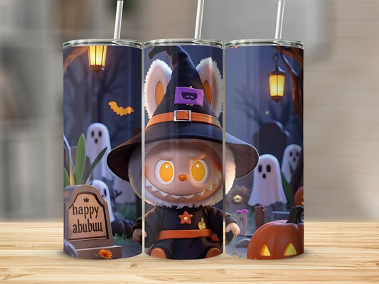Cute Halloween Witch Character Tumbler with Ghosts