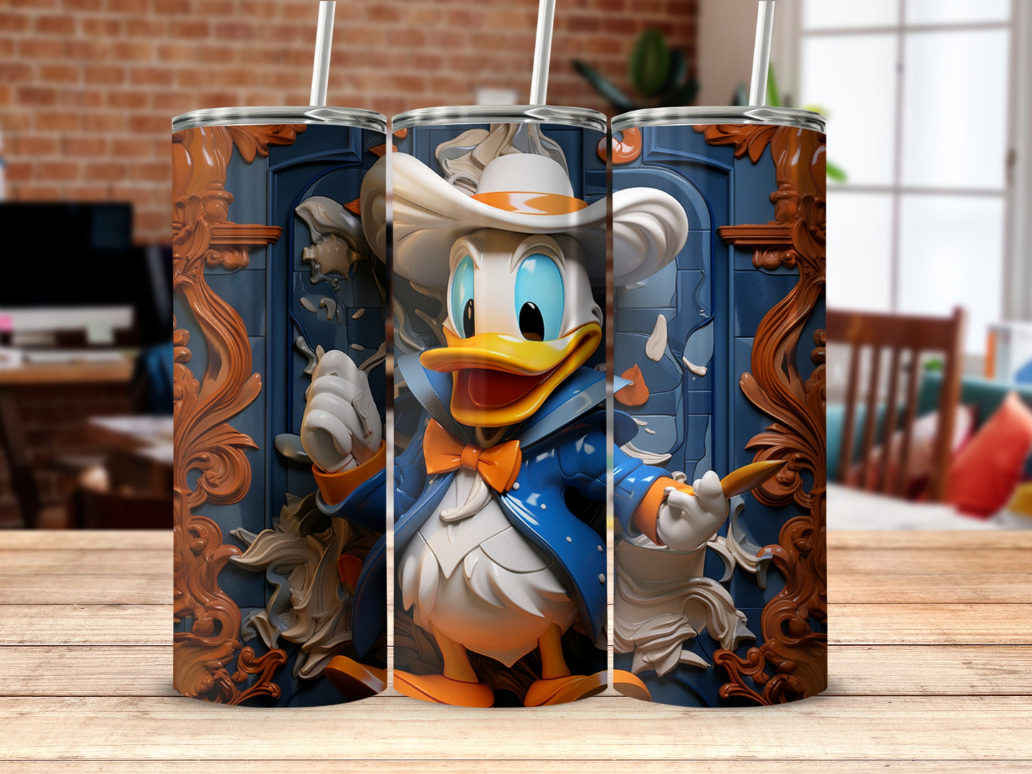 Festive Duck in Blue Outfit Decorative Tumbler