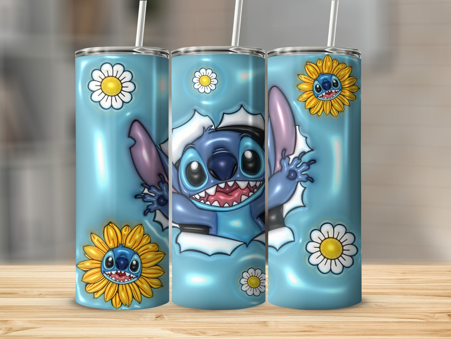 Stitch and Floral Design Tumbler for Stylish Refreshment