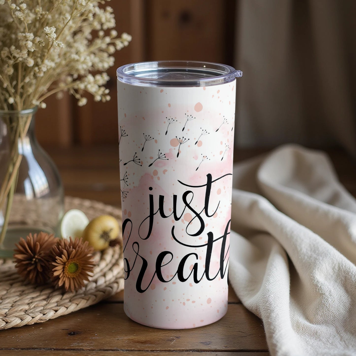 Motivational Just Breathe Design Tumbler for Daily Use