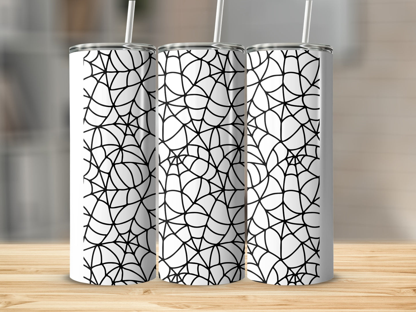 Intricate Spiderweb Pattern White Black Tumbler product type