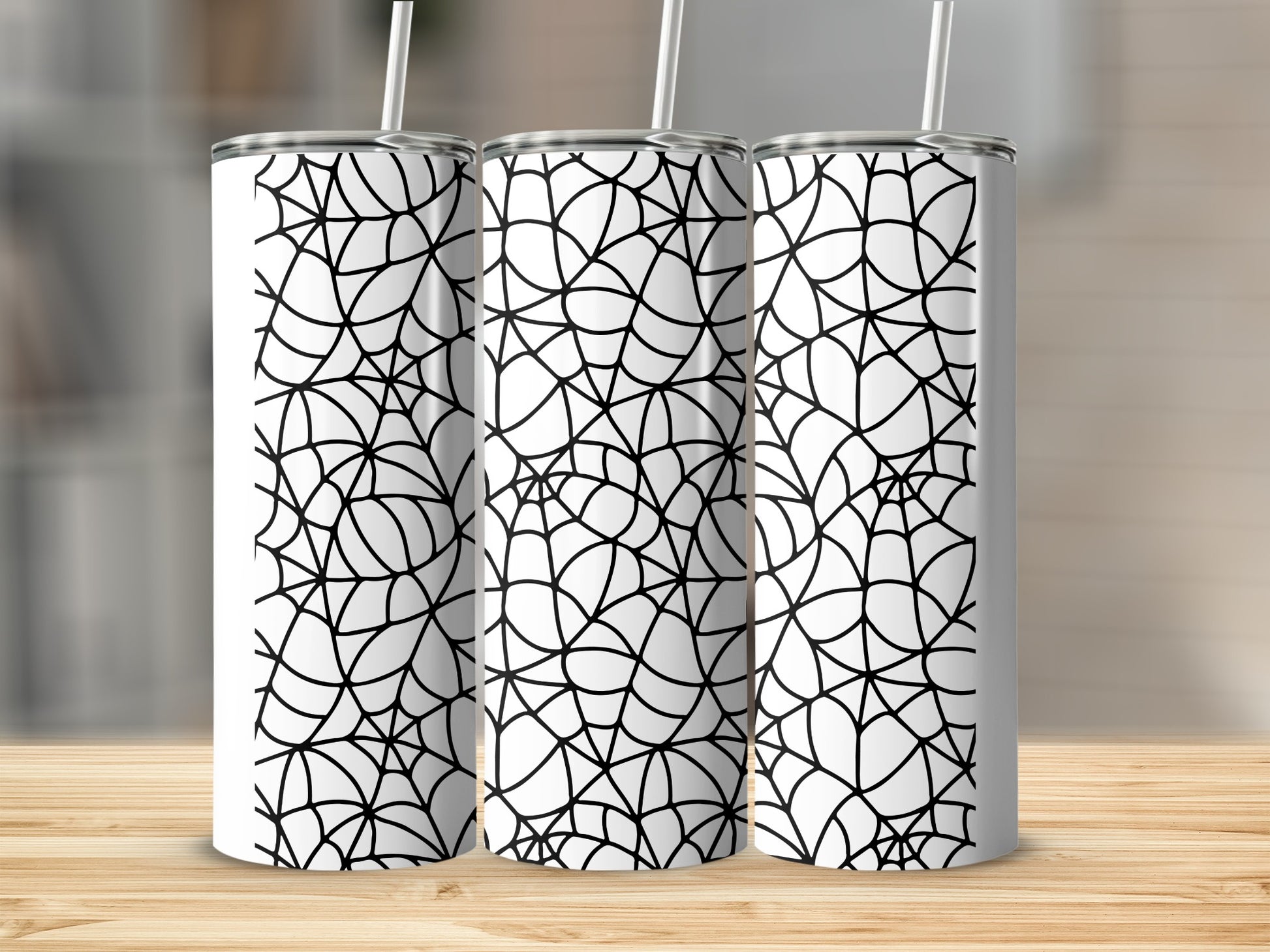 Intricate Spiderweb Pattern White Black Tumbler product type