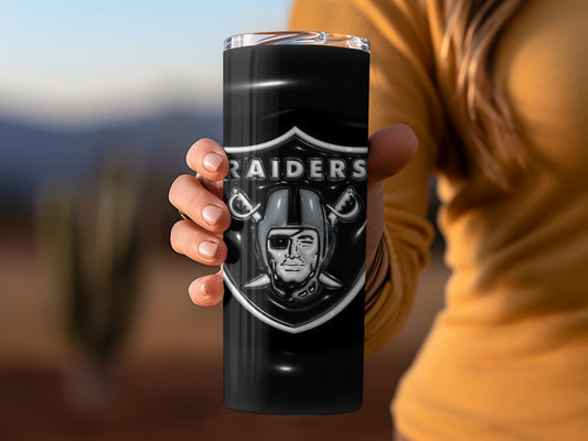 Raiders Logo On Black Background Design Tumblers