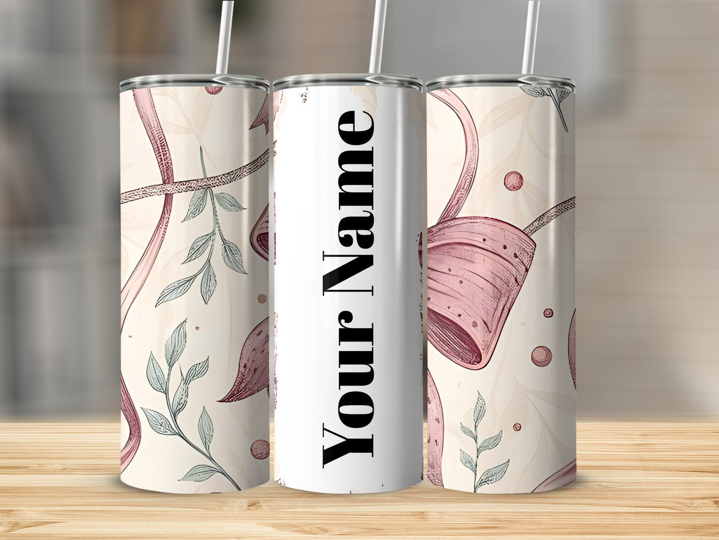 Personalized Floral Design Insulated Tumbler Cup