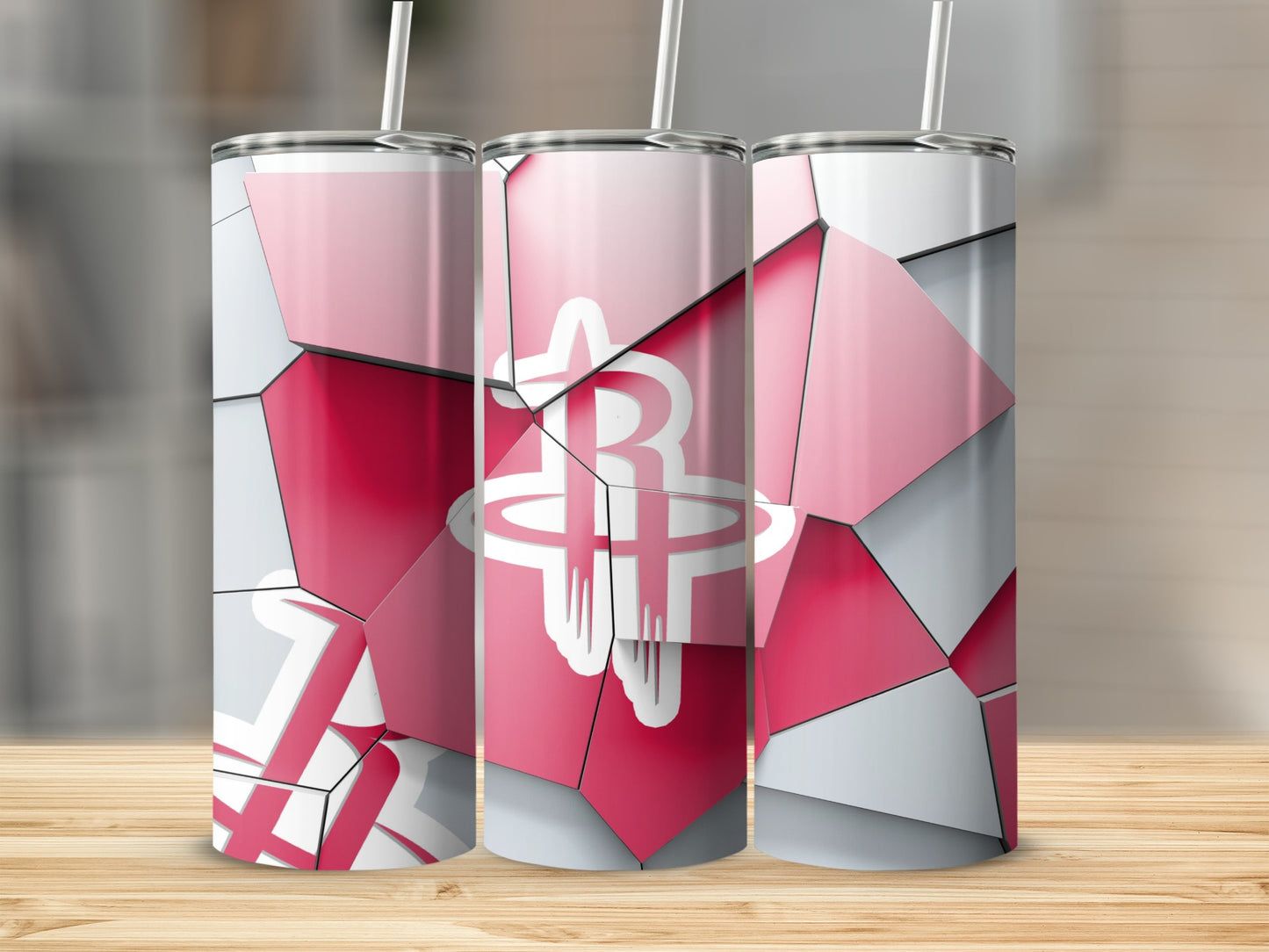 Pink Mosaic Design Houston Rockets Team Logo Tumblers