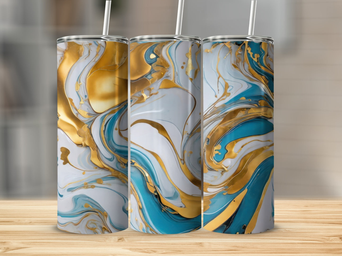 Gold Teal White Abstract Marble Swirl product type