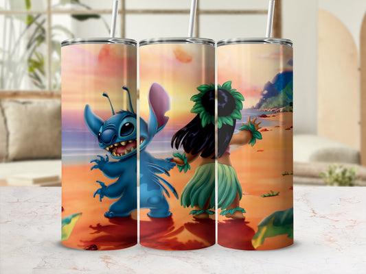 Vibrant Animated Characters on Beach Stainless Steel Tumbler
