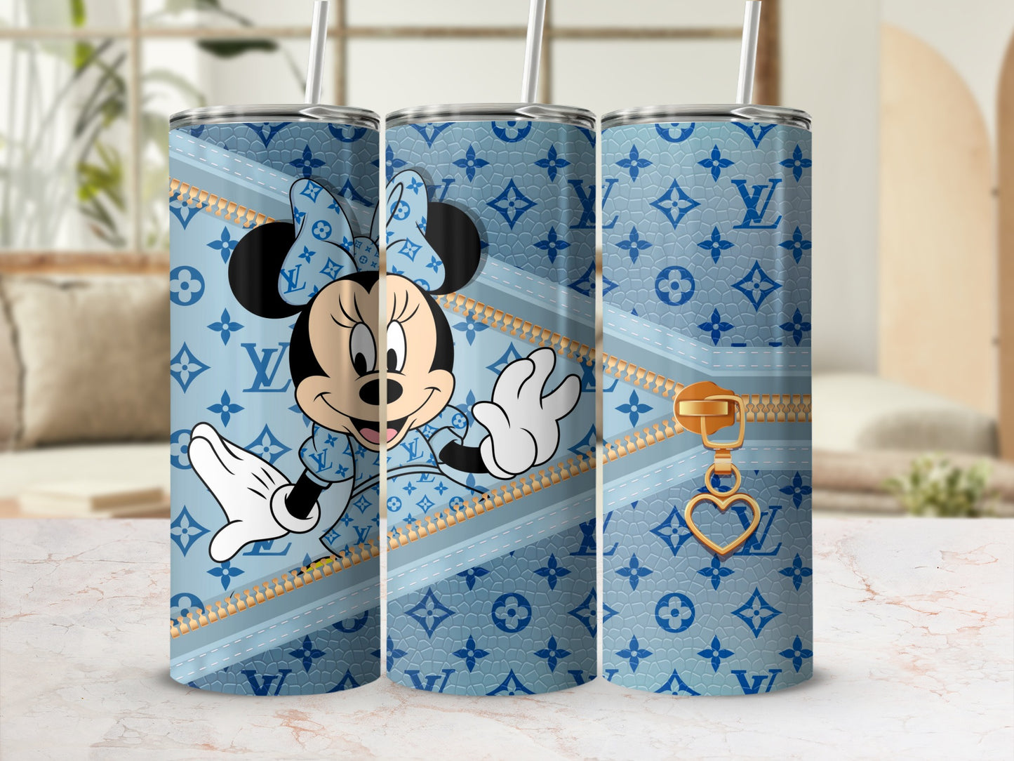 Stylish Blue Tumblers with Character Design Tumbler