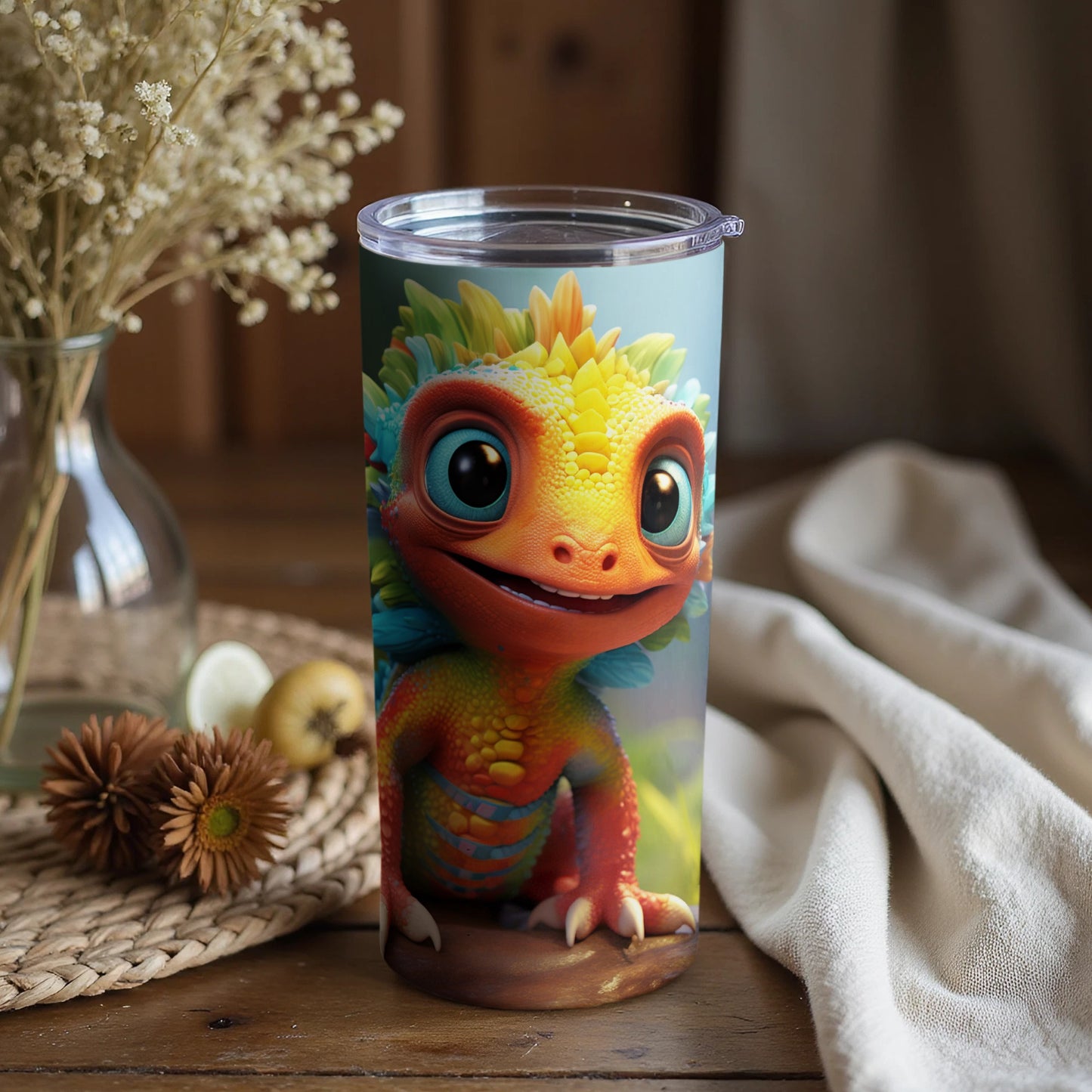 Cute Colorful Animated Reptile Design Tumbler