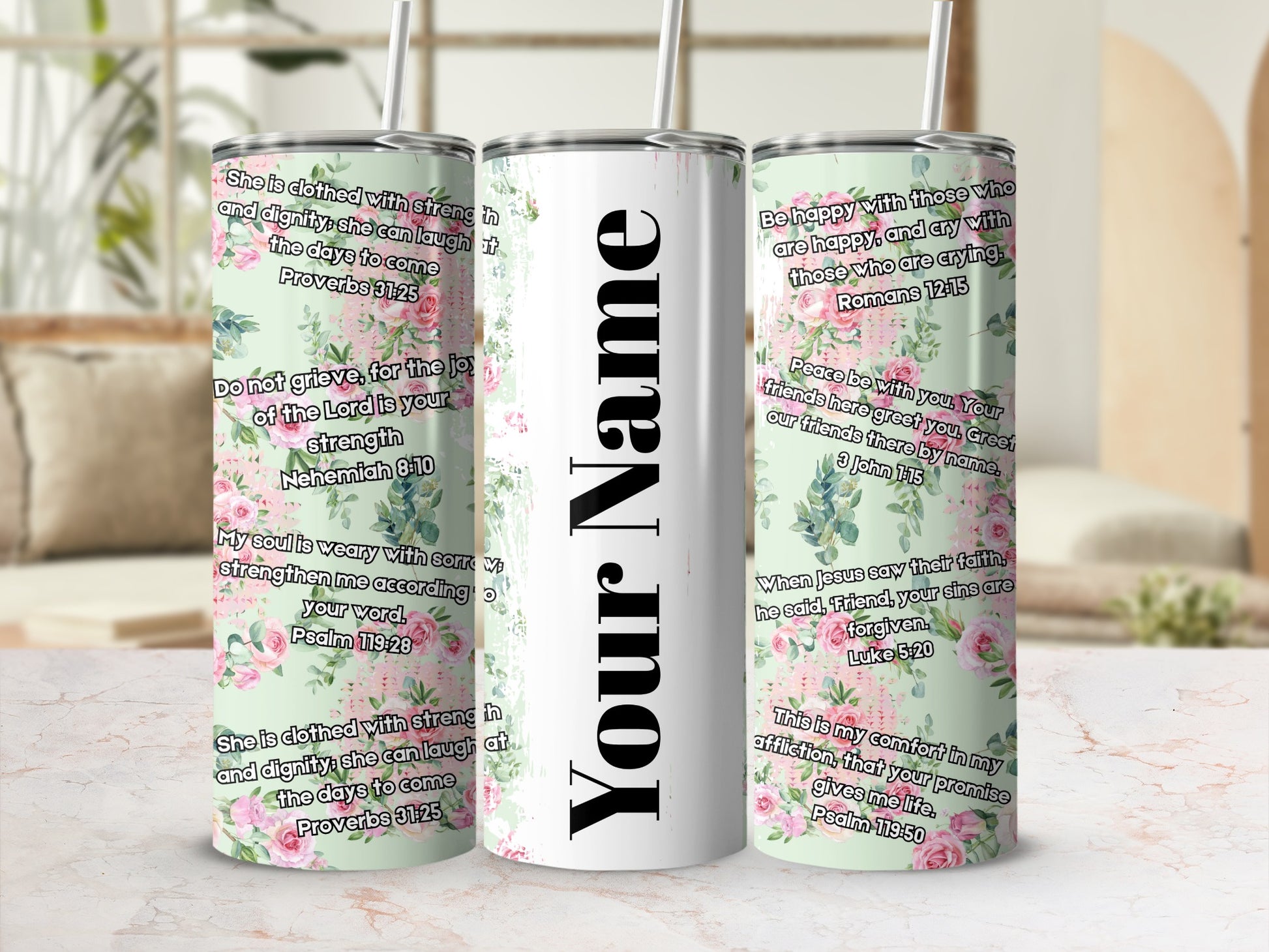 Personalized Floral Design Inspirational Quotes Tumbler