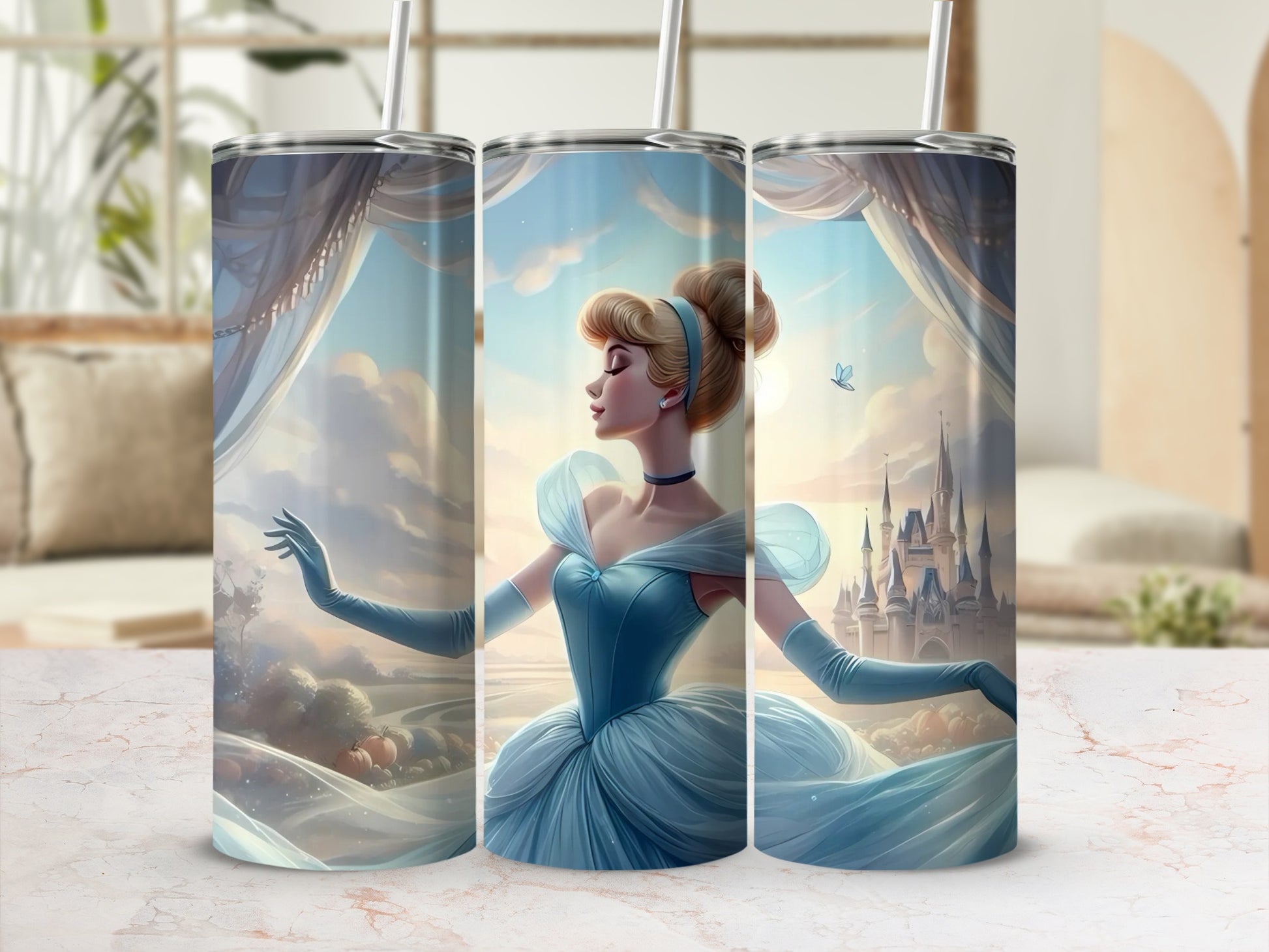 Enchanted Princess Castle Tumbler with Straw