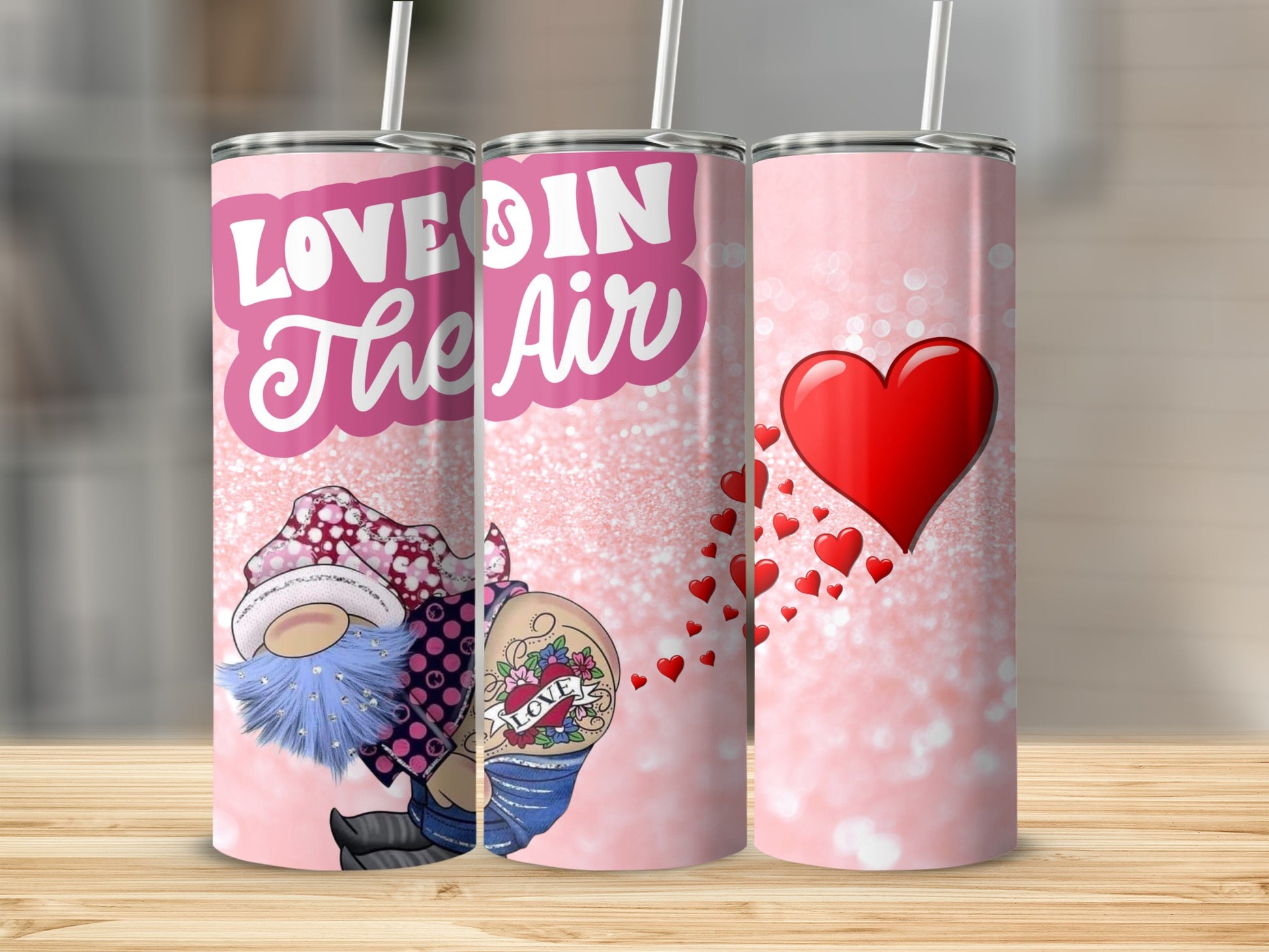 Love Is In The Air Tumbler with Heart Design