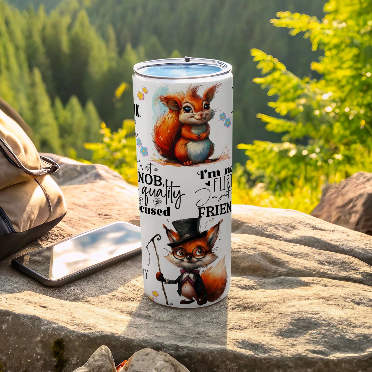 Cute Squirrel Fox Friend Tumbler Outdoor Scene product type
Tumbler
Squirrel art
Fox illustration
Cute animal
Woodland creatures
Friendship gift
Funny saying
Inspirational text
Nature lover
Outdoor scene
Travel companion
Beverage container
Drinkware gift
Unique present
Whimsical design
Animal character
Gift idea
Art print tumbler
Graphic design
Adventure theme