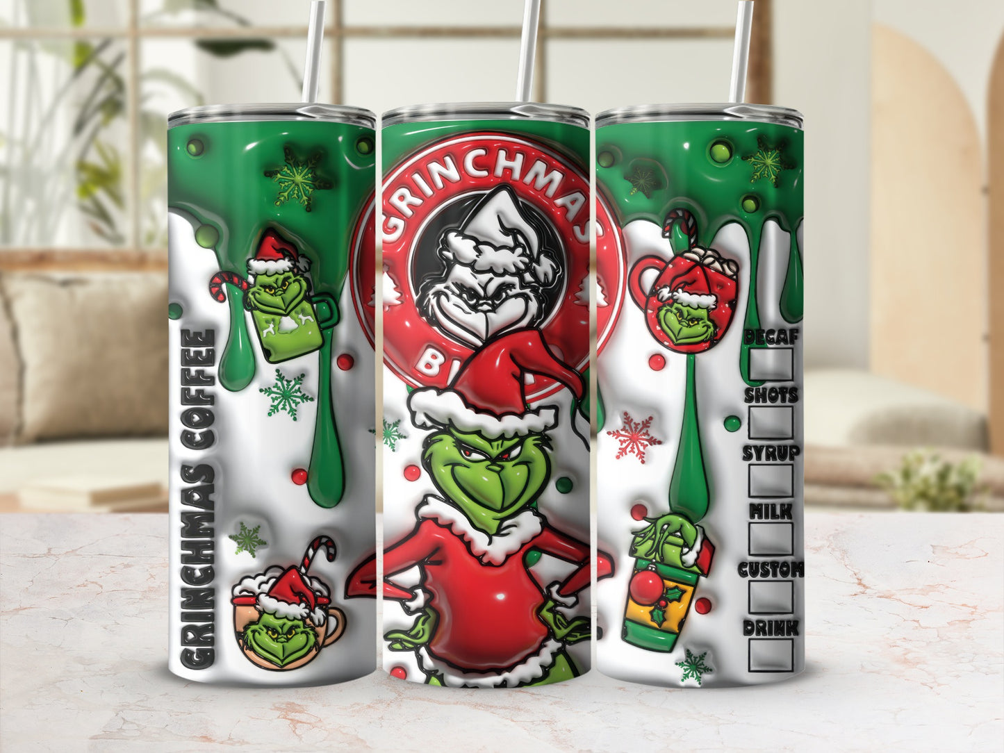Grinchmas Coffee Custom Drink Festive Holiday Tumbler