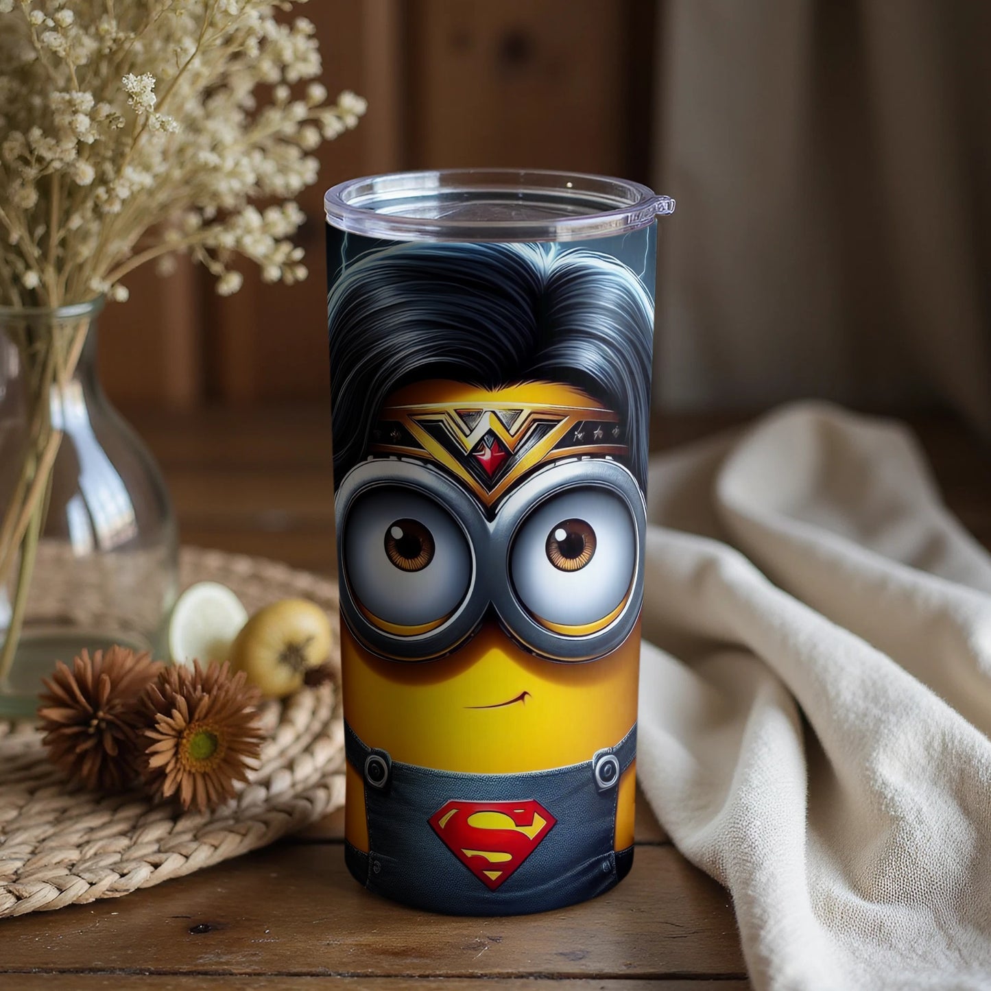 Minion Superhero Tumbler with Cute Cartoon Design