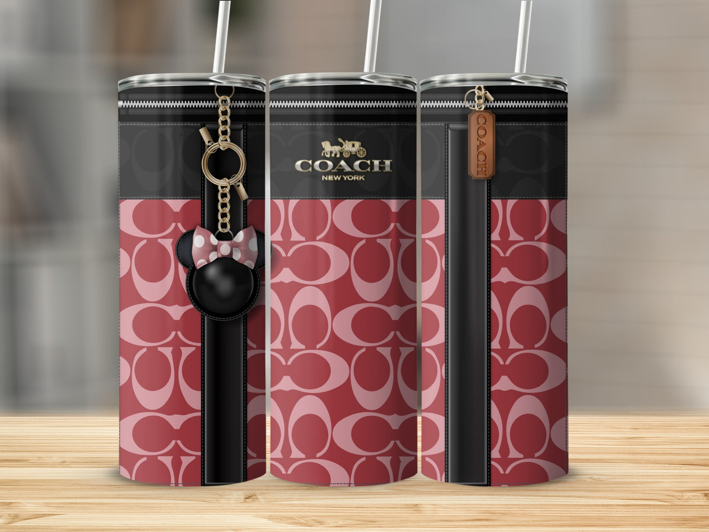 Designer-Inspired Patterned Tumbler With Keychain Accessory