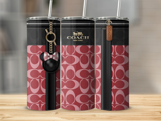 Designer-Inspired Patterned Tumbler With Keychain Accessory