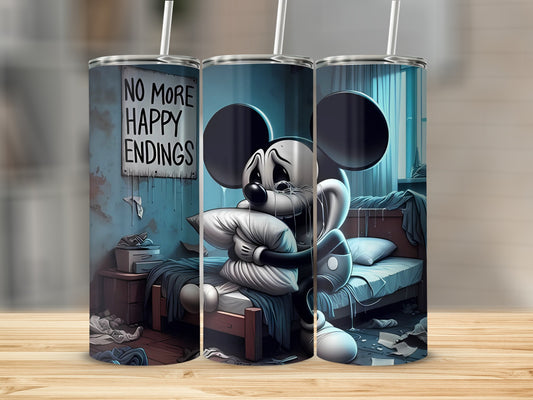 No More Happy Endings Sad Cartoon Insulated Tumbler