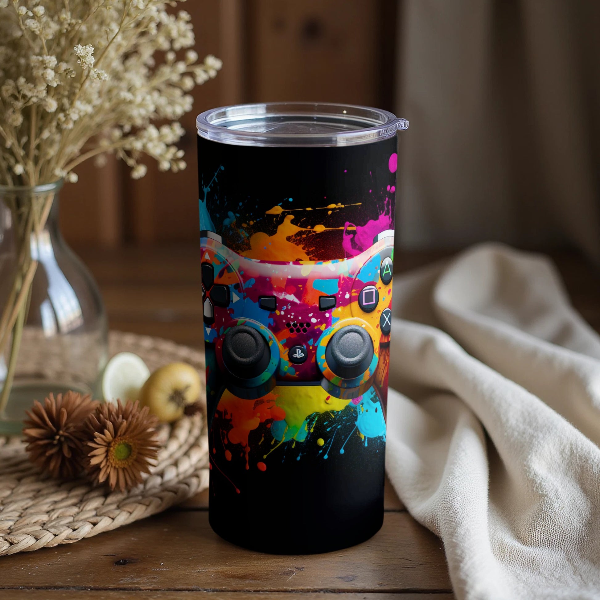 Colorful Gaming Controller Art Insulated Drinkware