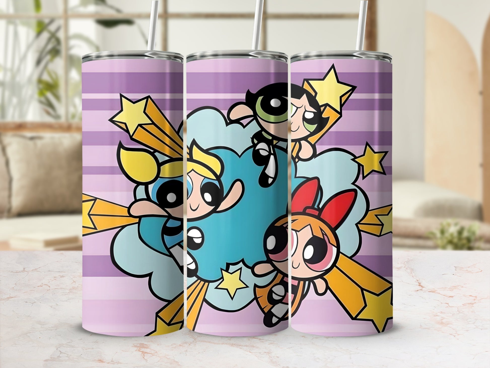 Colorful Cartoon Characters on Striped Kids product