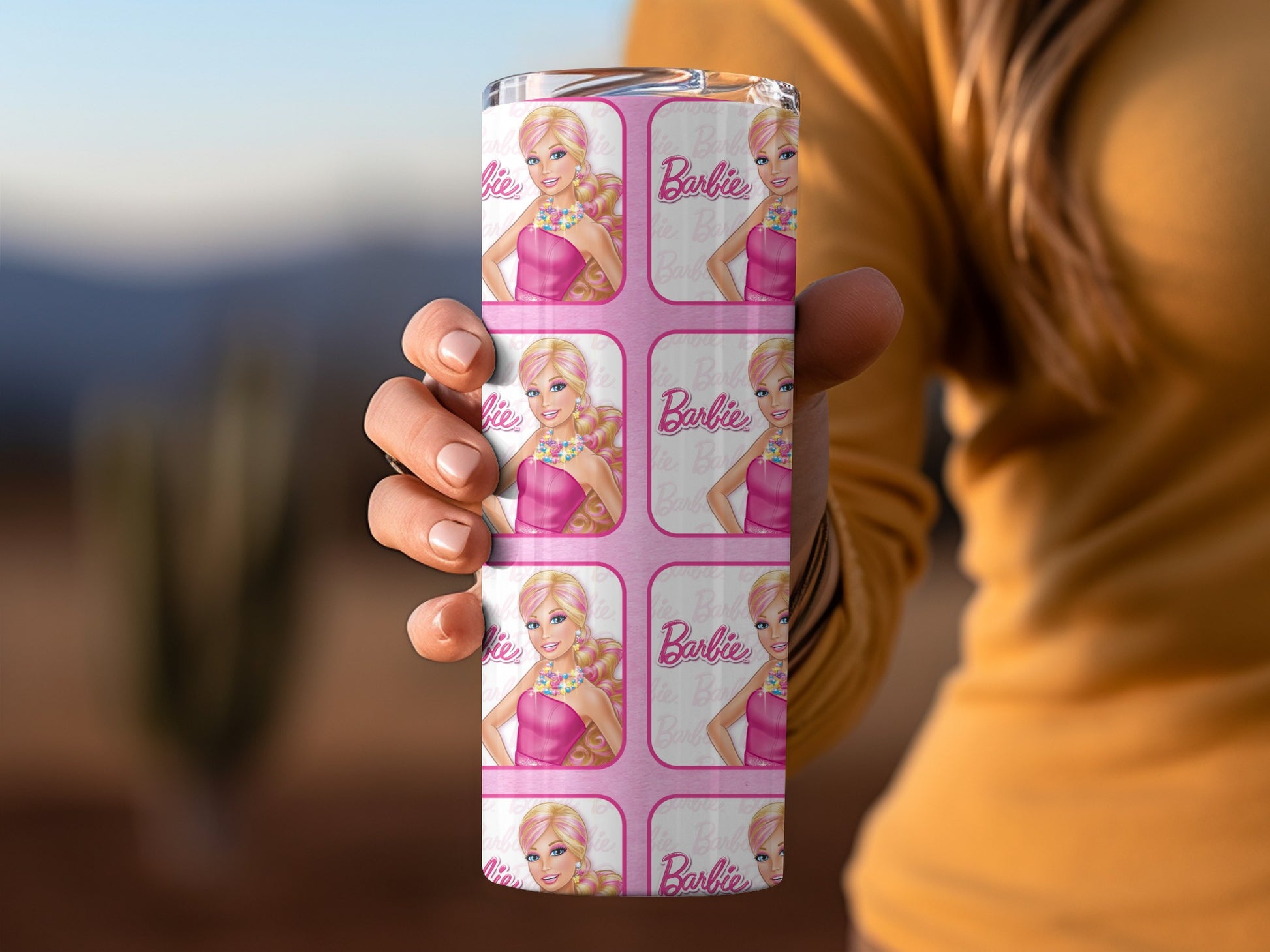 Barbie Graphic Tumbler with Pink Dress Design