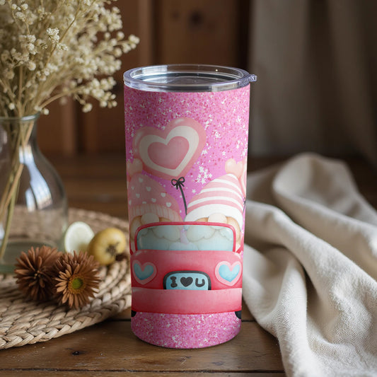 Adorable Pink Hearts Travel Mug Great for Valentine