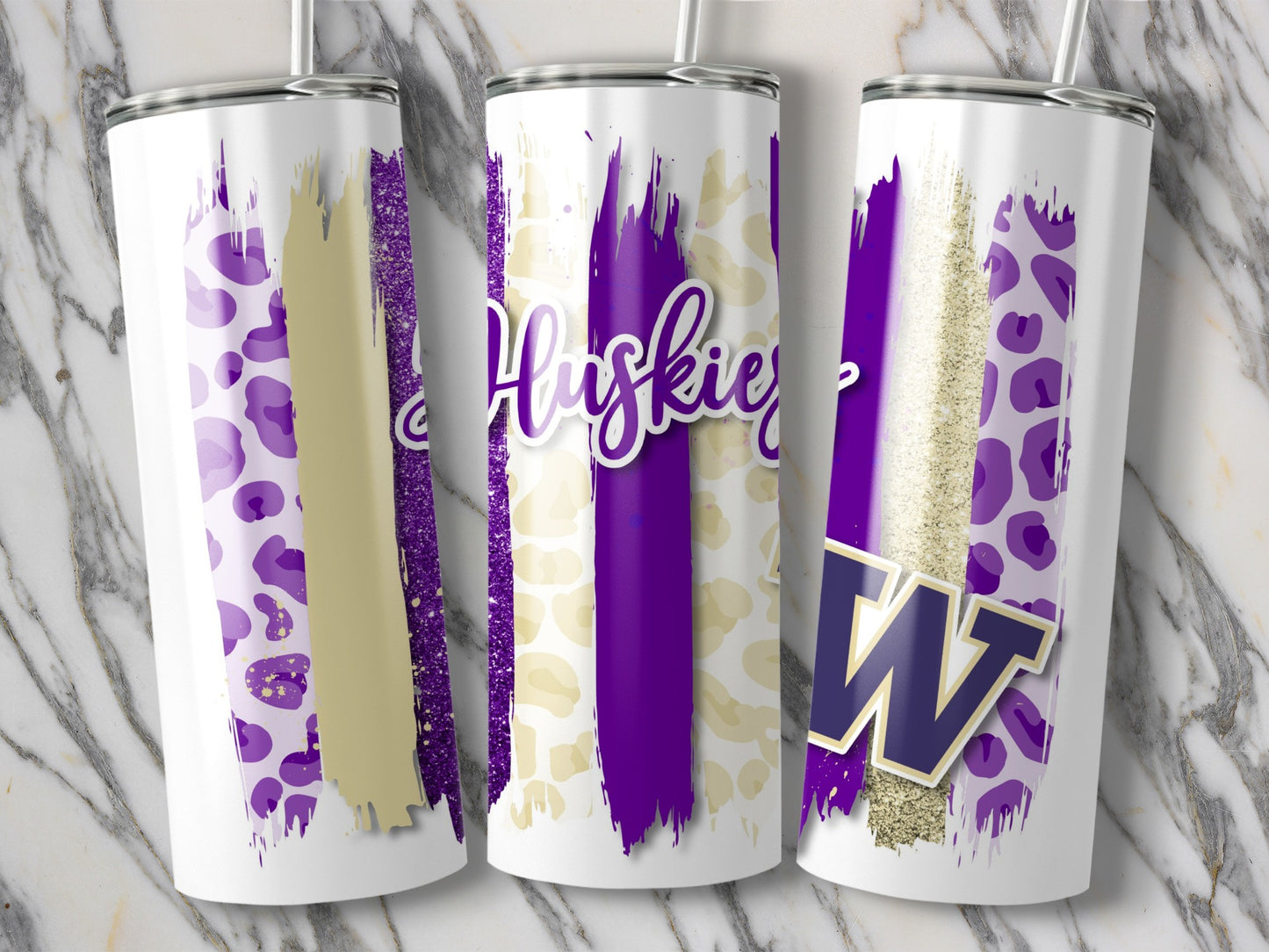Huskies With Brush Strokes And W Logo Design Tumblers