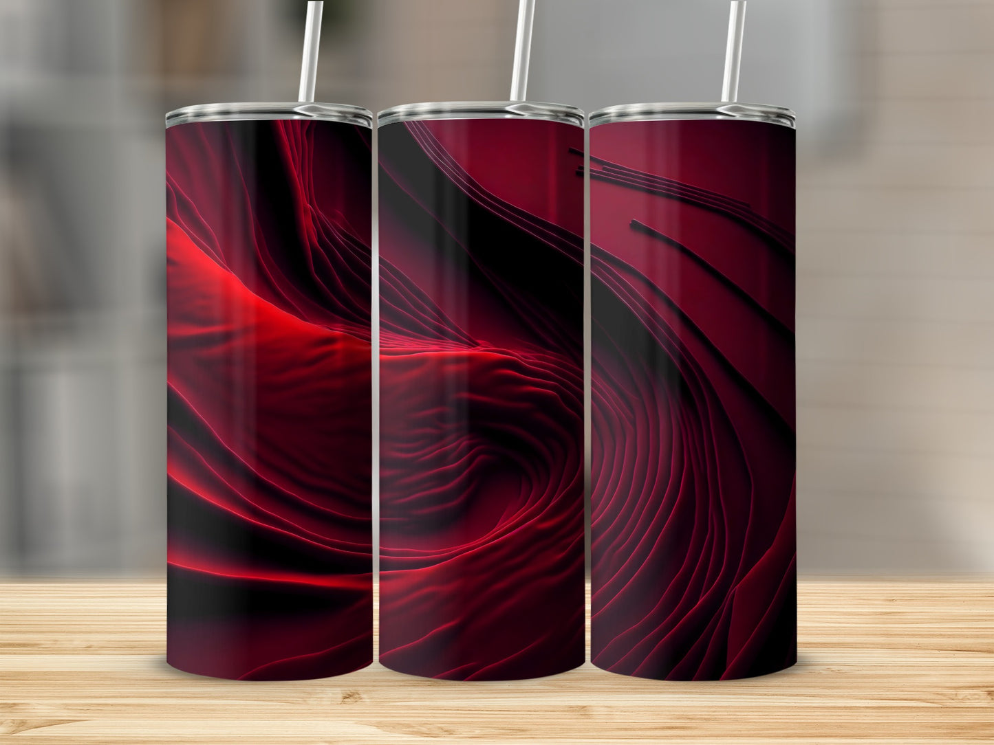 Deep Red Black Abstract Swirl Design Tumbler product type