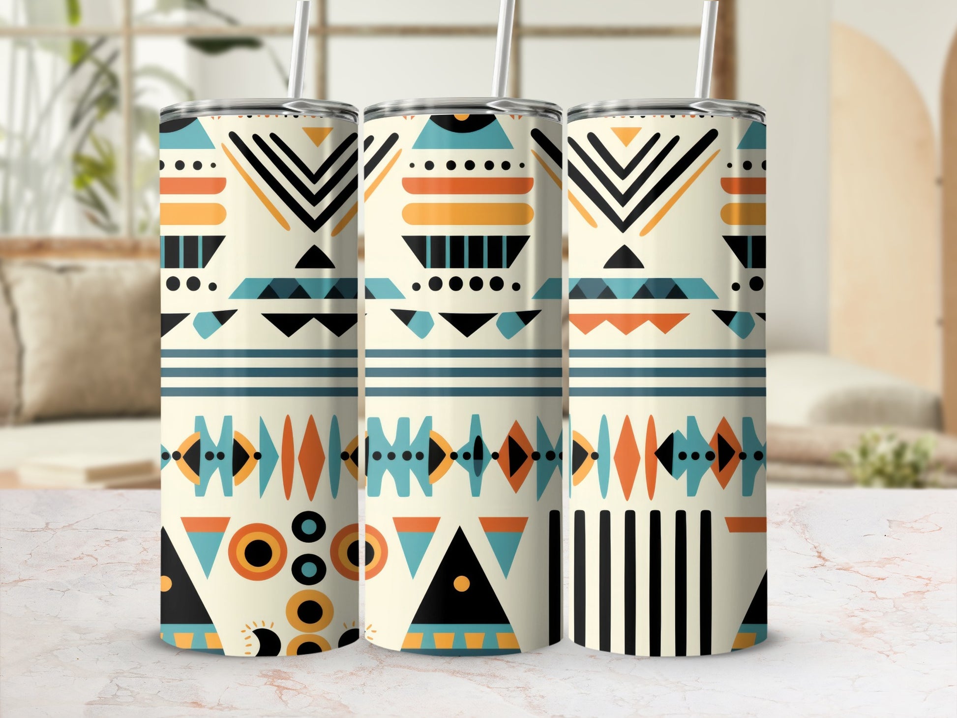 Colorful Geometric Pattern Insulated Drinkware Tumbler