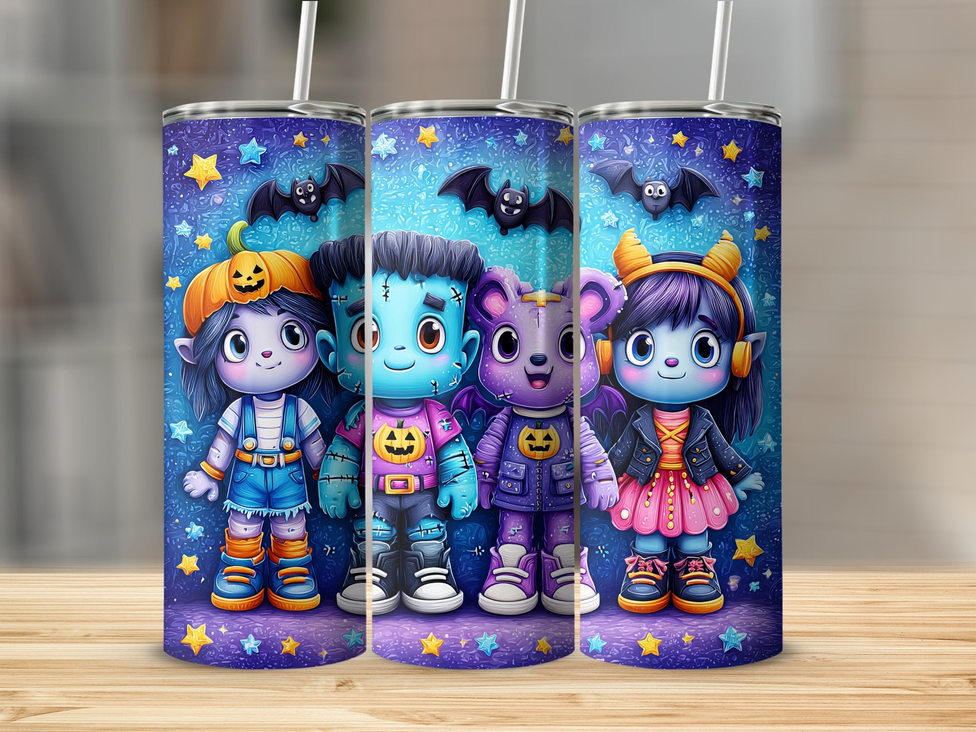 Cute Colorful Halloween Characters Tumbler Drinkware