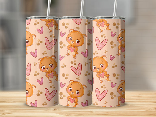 Cute Bear and Heart Design Tumbler for Kids and Adults