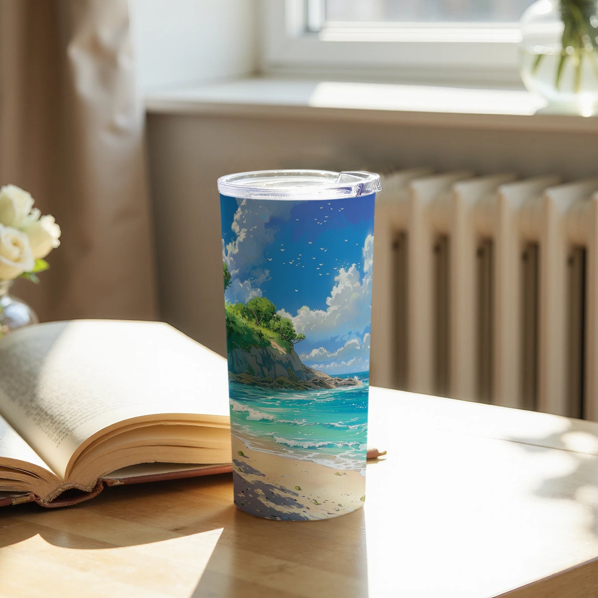 Coastal Cliff Ocean Waves Beach Landscape Tumbler product type
