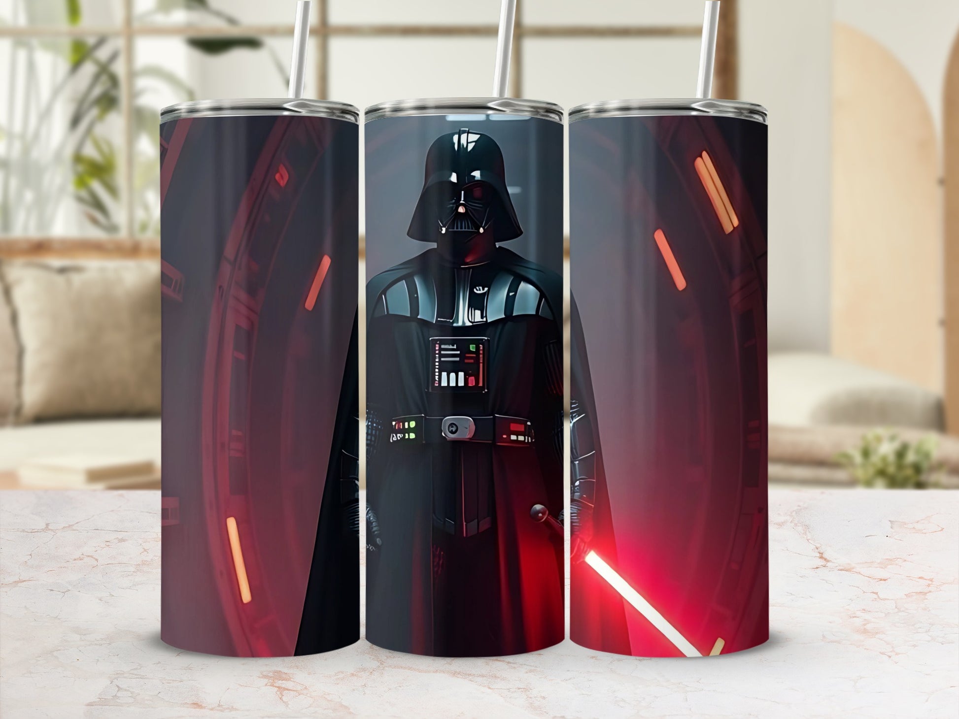 Darth Vader Dark Lord Sith Lightsaber Red Glow tumbler