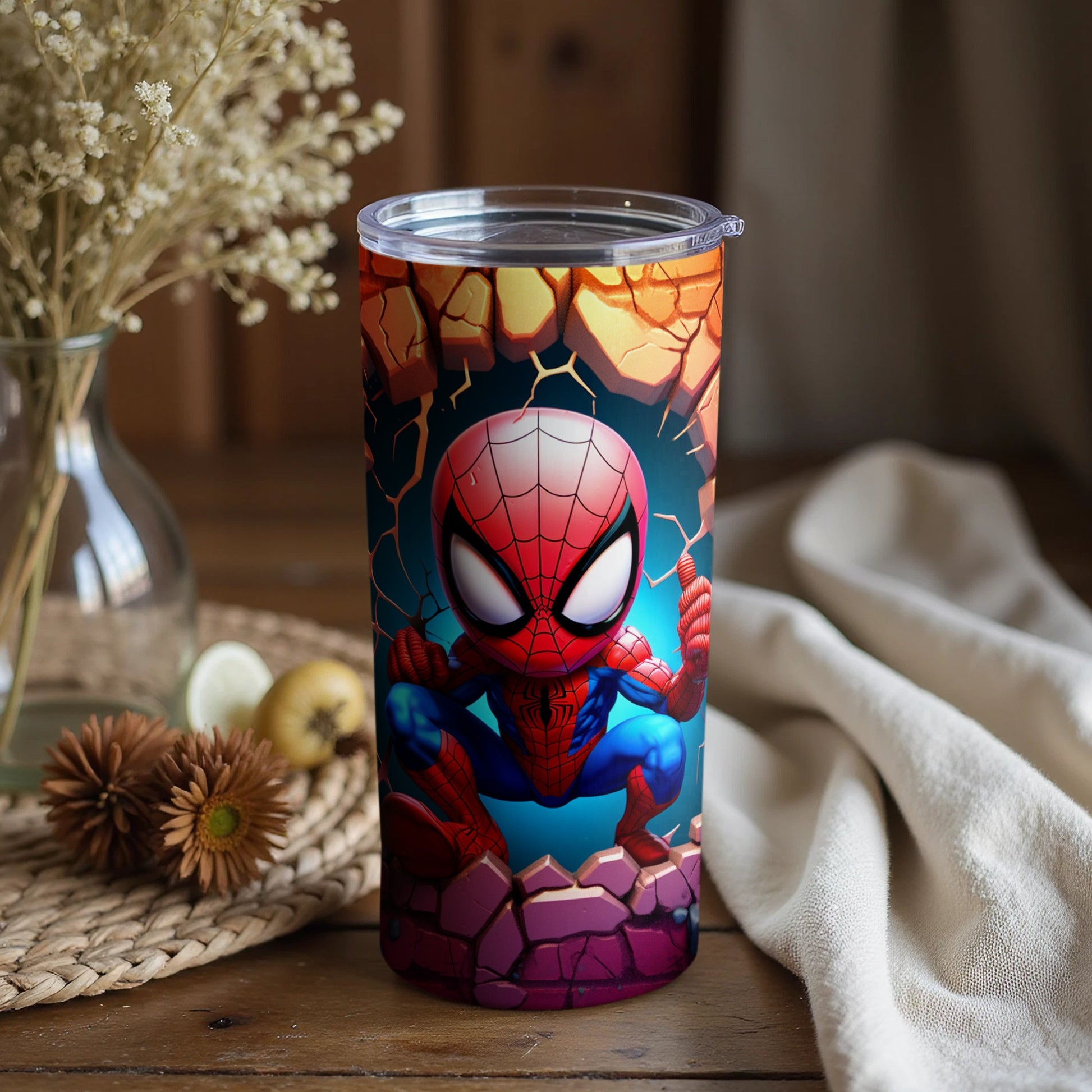 Spider-Man Shattering Wall Design Tumbler