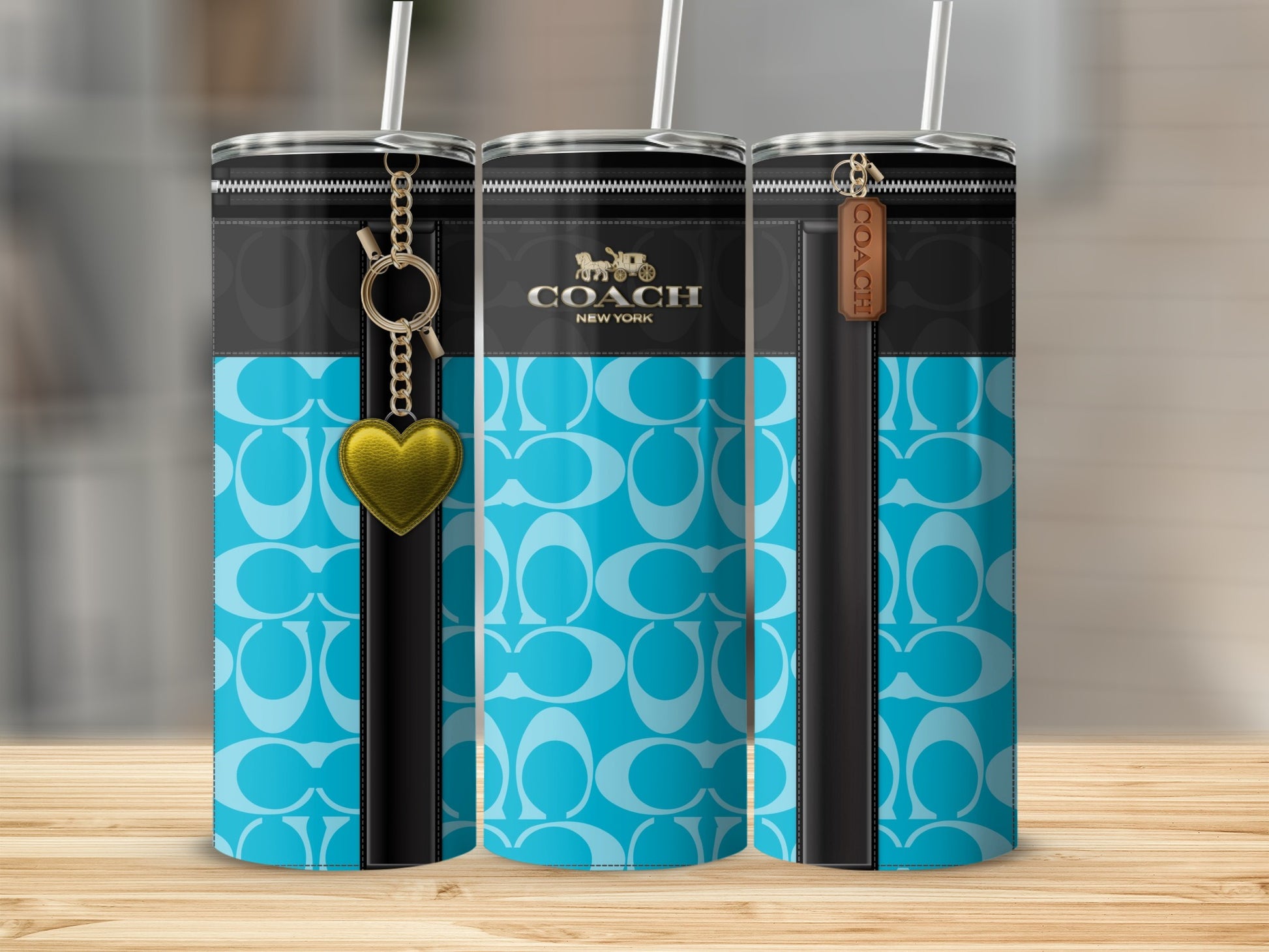 Stylish Coach New York Blue Patterned Tumbler