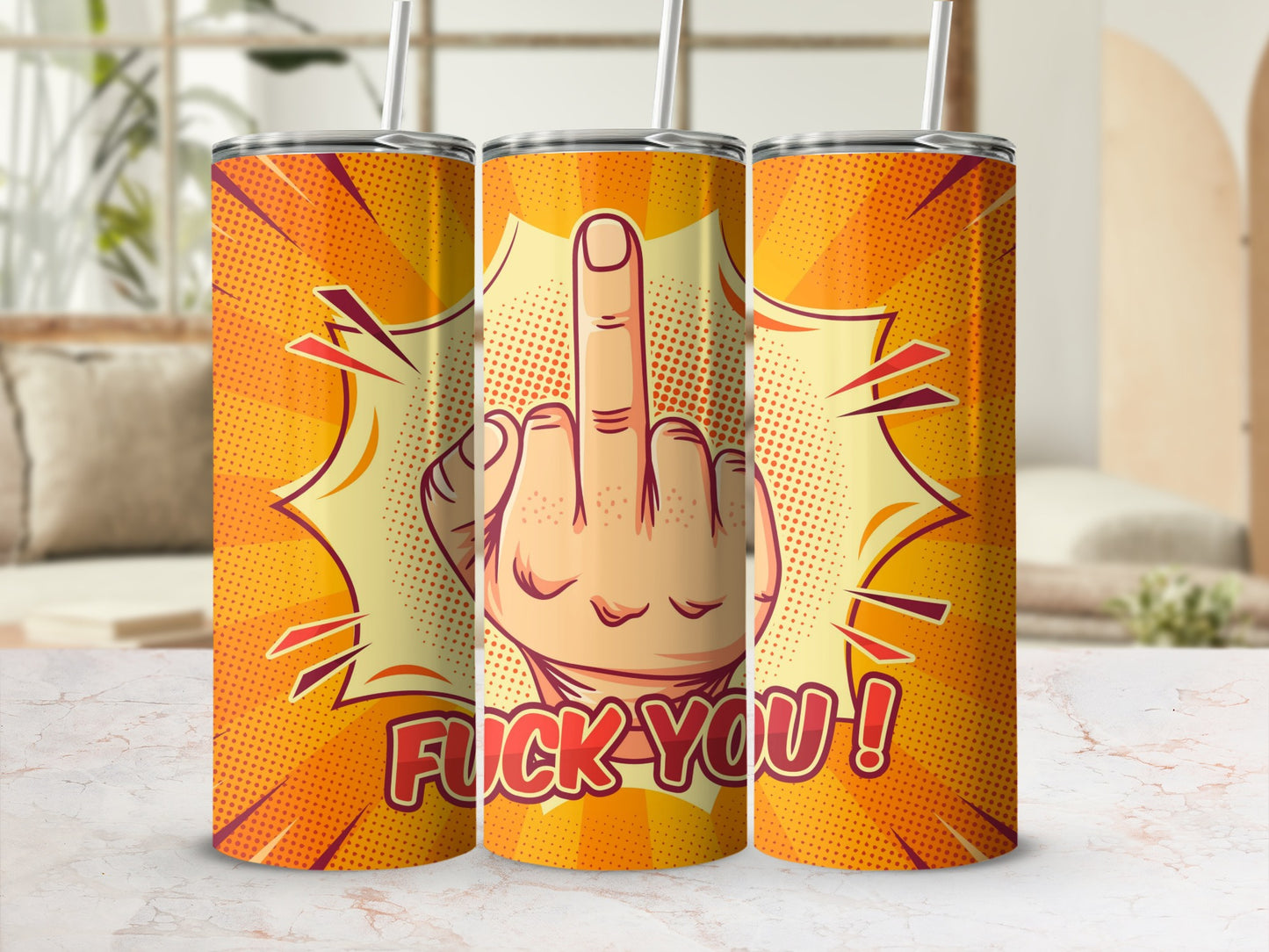 Bold and Sassy Comic Middle Finger Tumbler for Unique Style