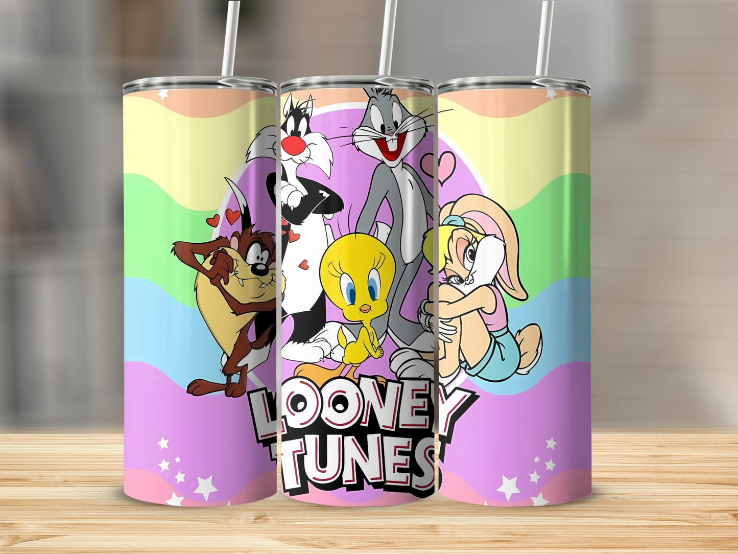 Colorful Looney Tunes Characters Tumbler Travel Mug