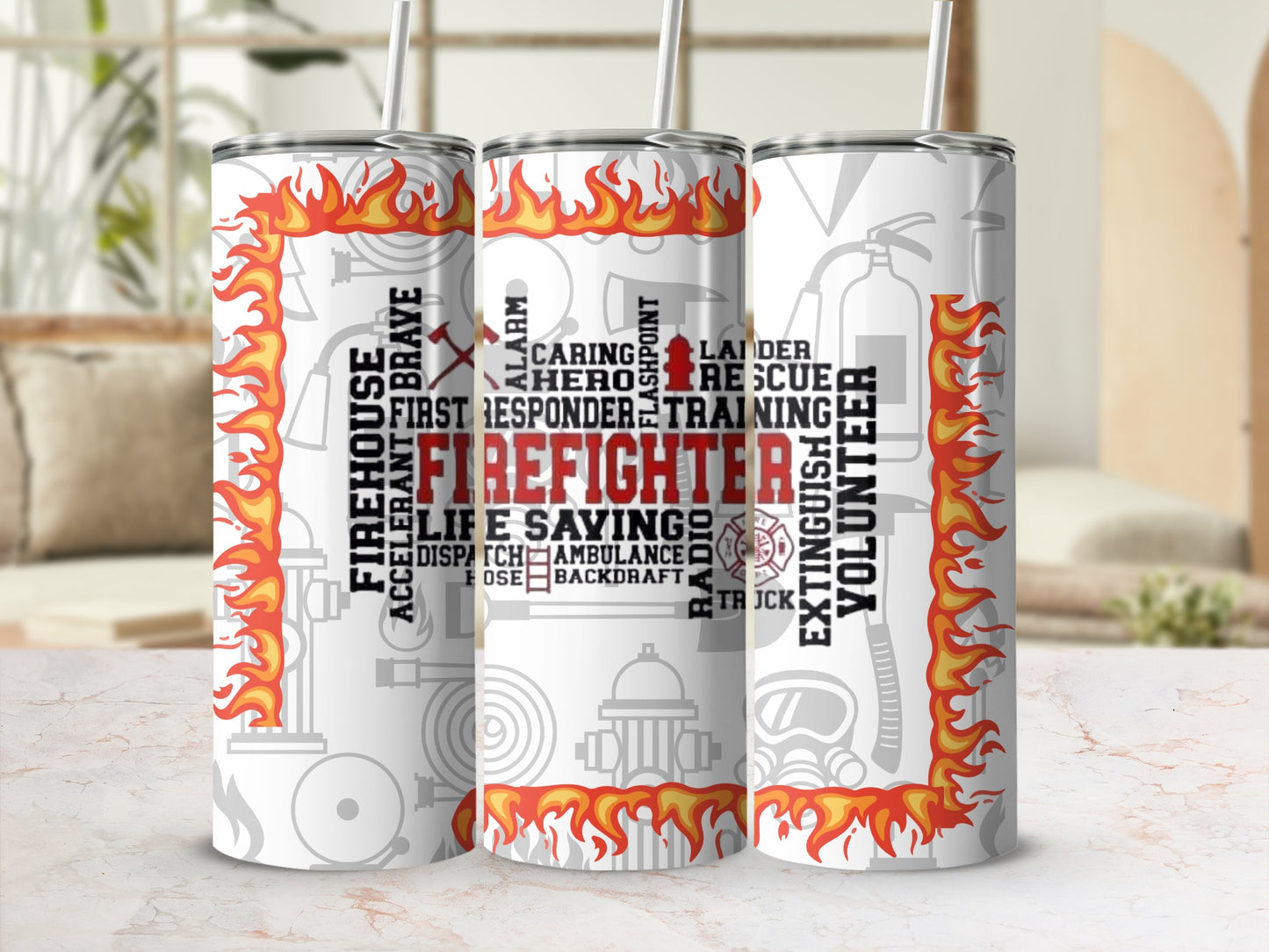 Firefighter Hero Design Stainless Steel Tumbler