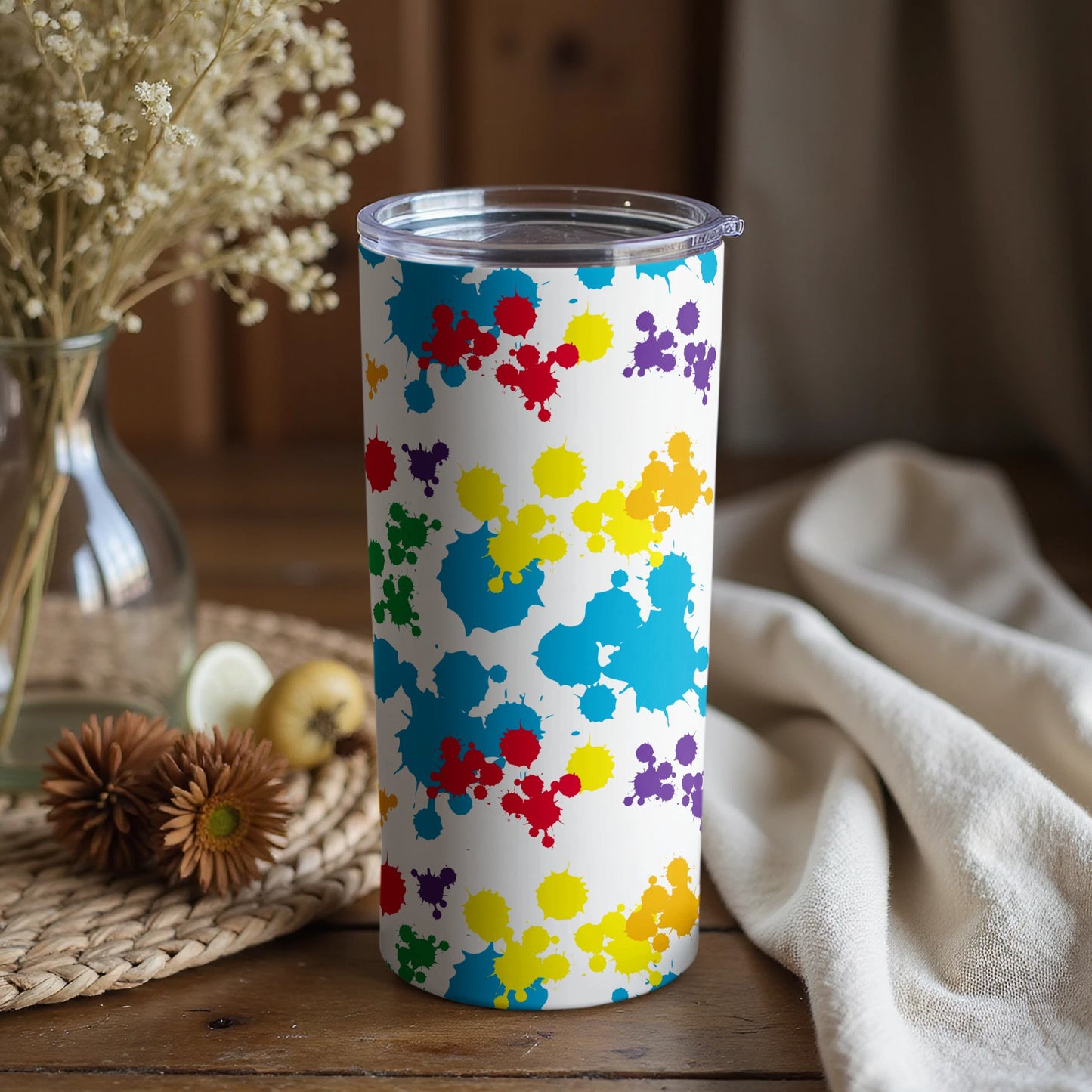 Colorful Paint Splash Design Tumbler for Everyday Use