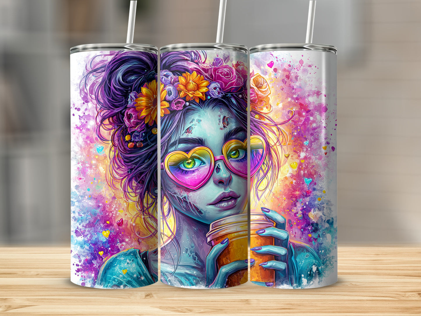 Colorful Artistic Fantasy Girl Theme Tumbler Product