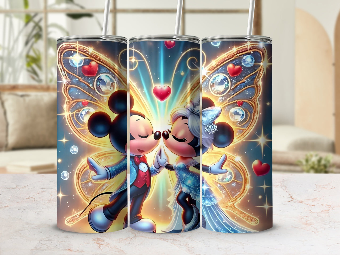 Mickey and Minnie Mouse Fantasy Art Tumbler