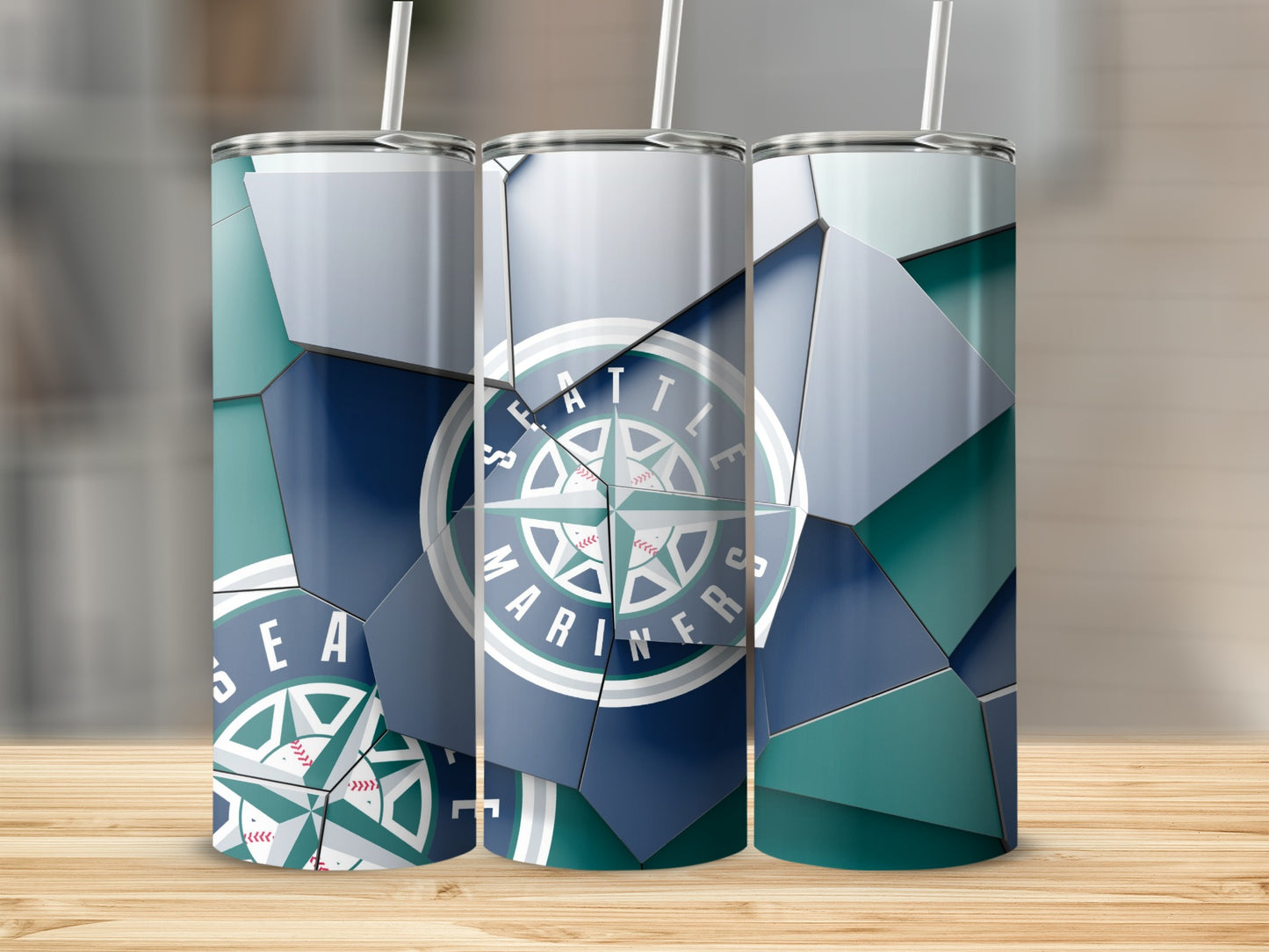 Seattle Mariners Mosaic Team Logo Design Tumblers
