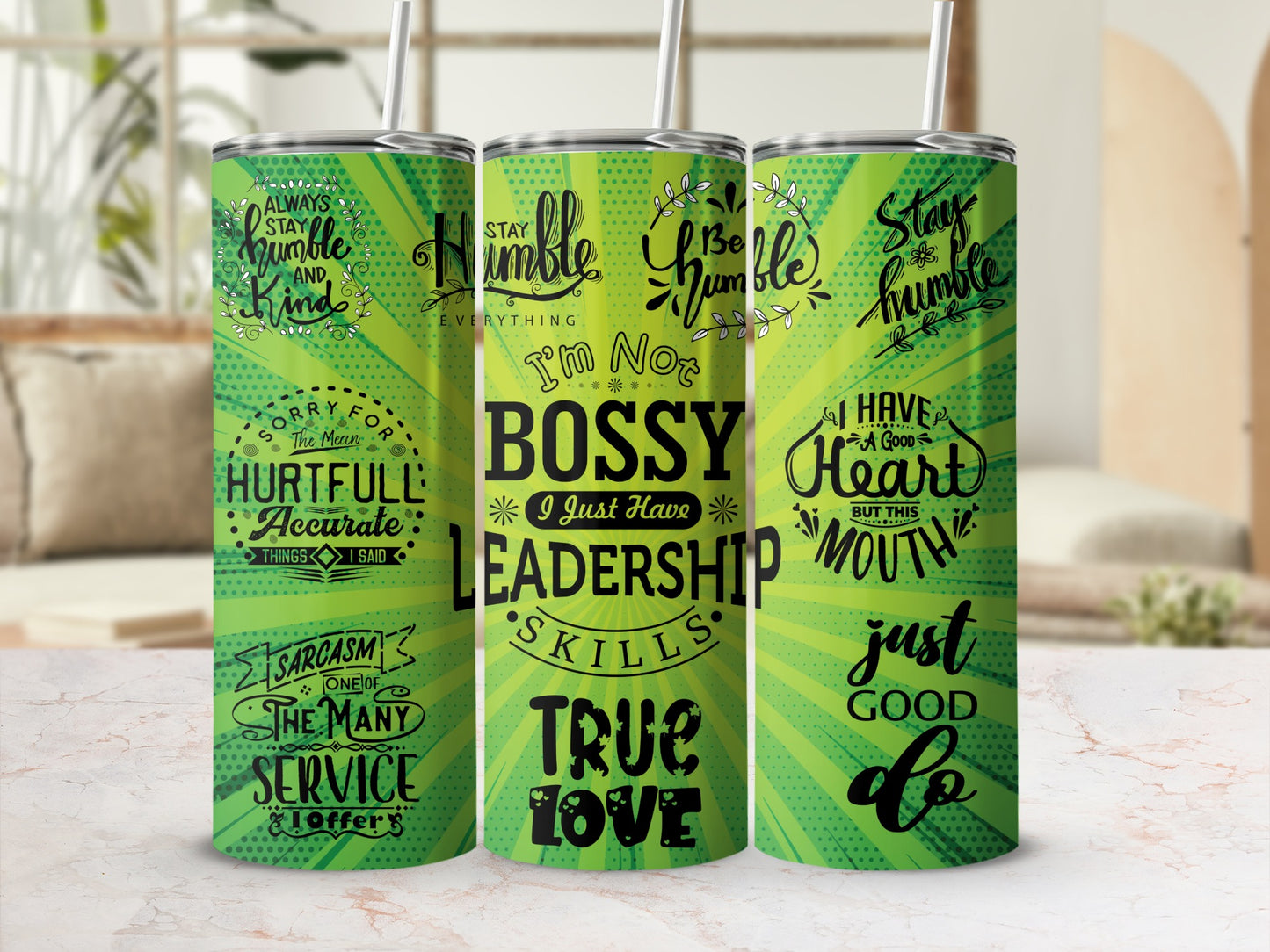 Inspirational Quote Green Stainless Steel Tumbler
