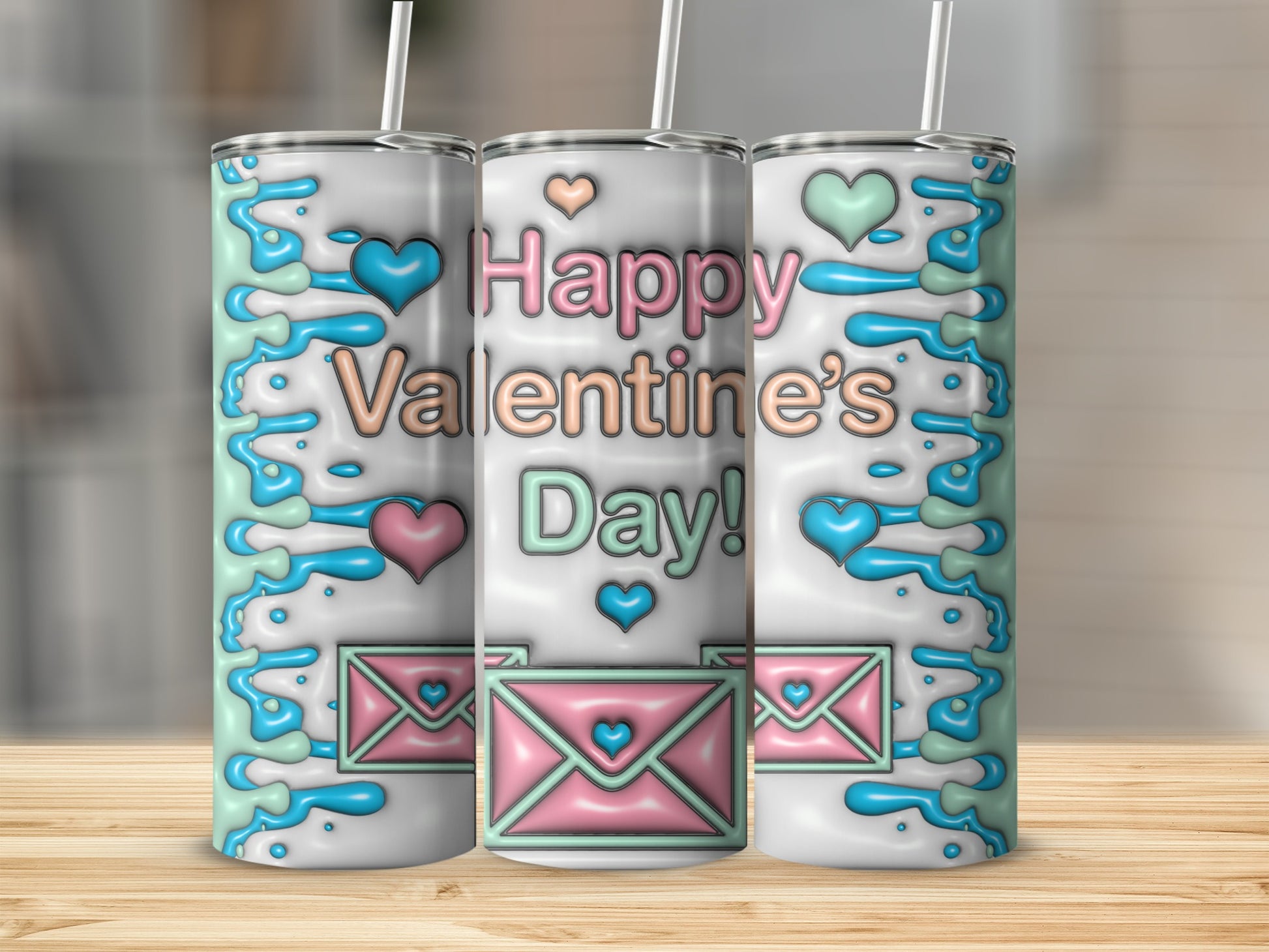 Happy Valentine's Day Colorful Hearts Tumbler Product