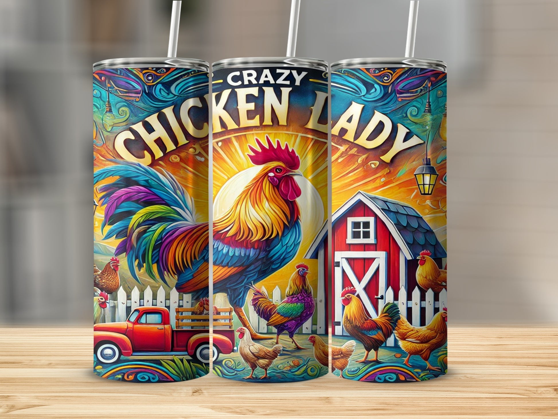 Crazy Chicken Lady Colorful Farm Design product